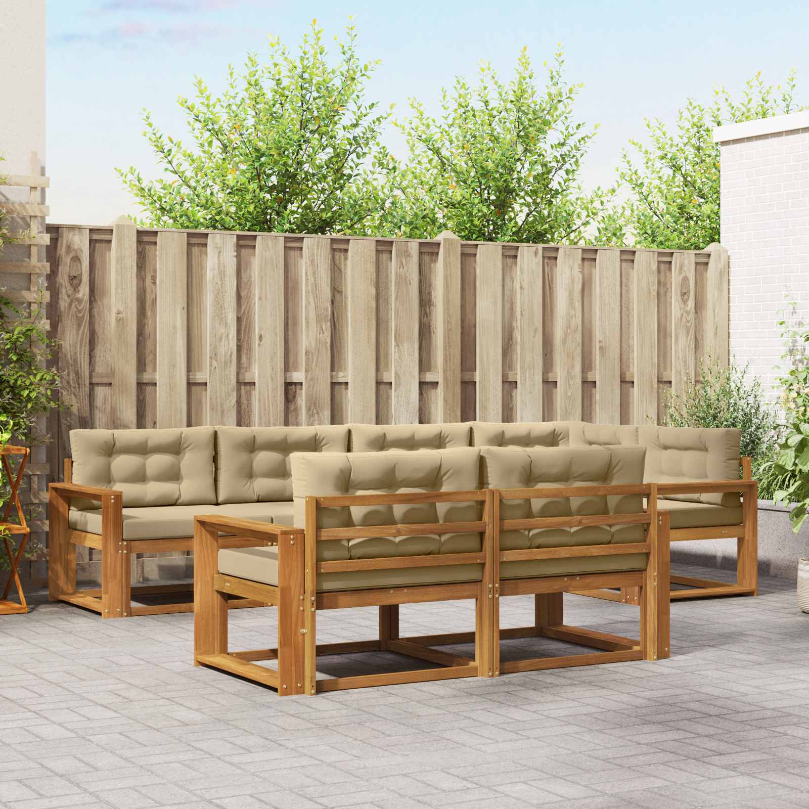 Outdoor-Sofagarnitur 8 stk. Natur und Beige