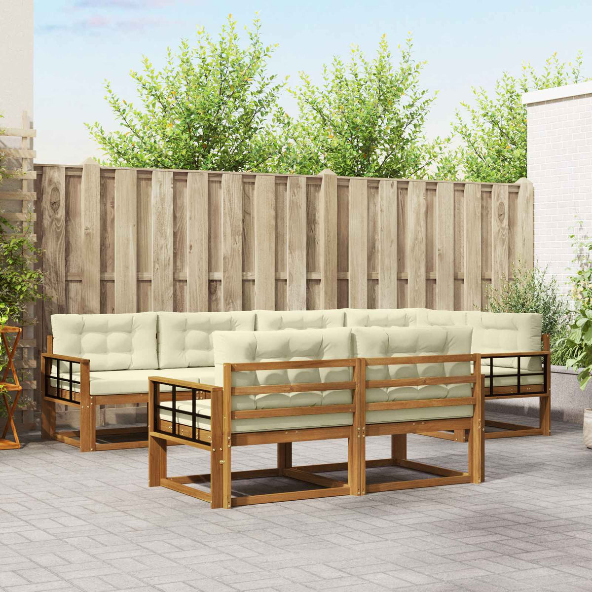 Outdoor-Sofagarnitur 8 stk. Natur und Creme