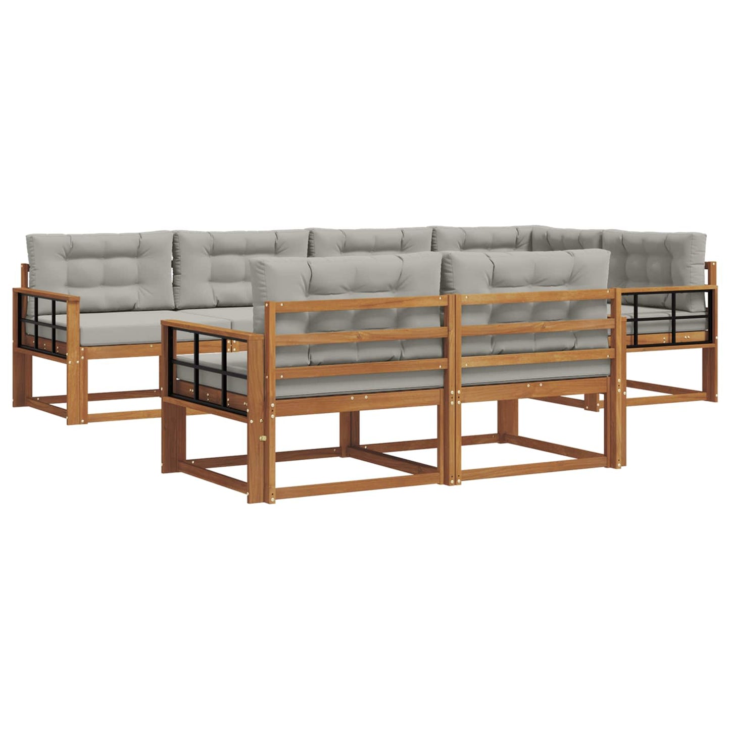 Outdoor-Sofagarnitur mit Kissen 7 pcs Natürlich und Hellgrau