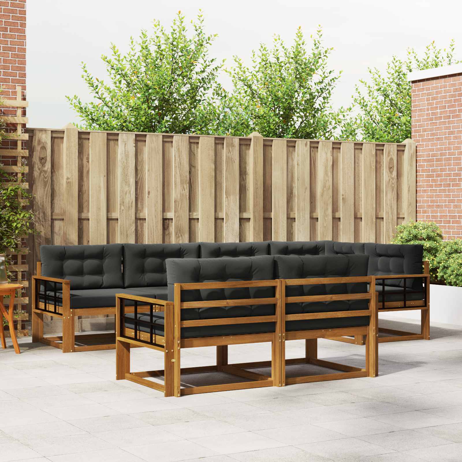 Outdoor-Sofagarnitur 8 stk. Natur und Anthrazit
