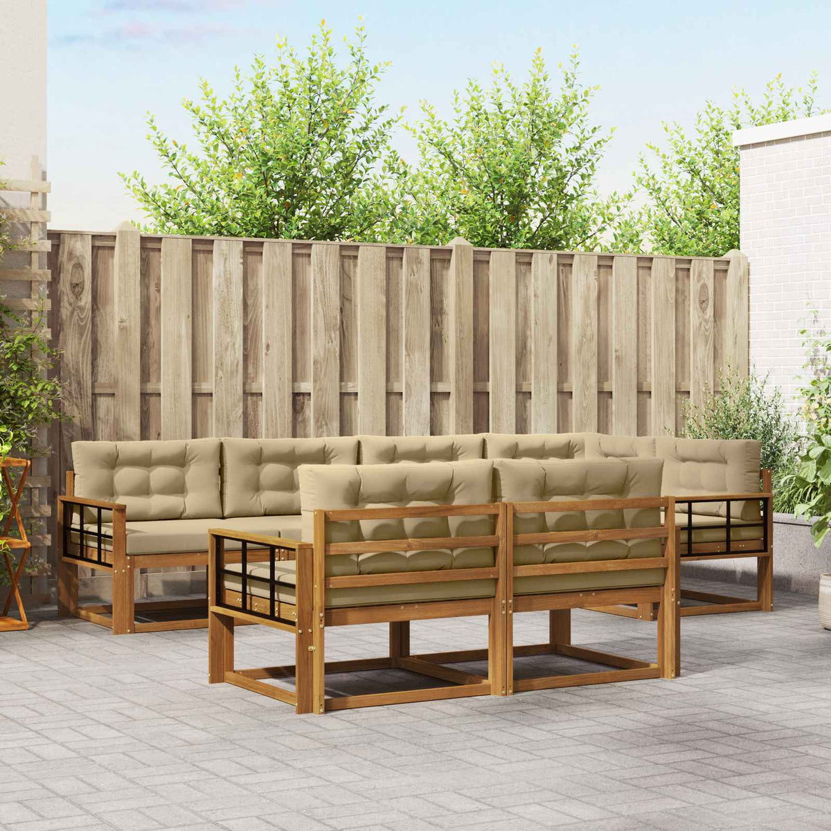 Outdoor-Sofagarnitur 8 stk. Natur und Beige