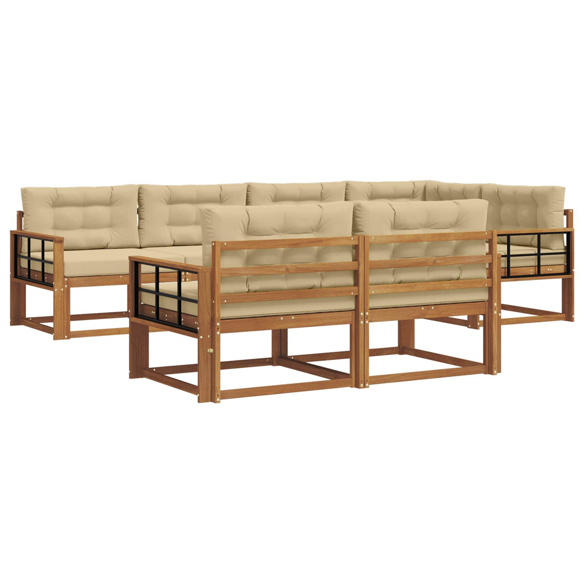Outdoor-Sofagarnitur 8 stk. Natur und Beige