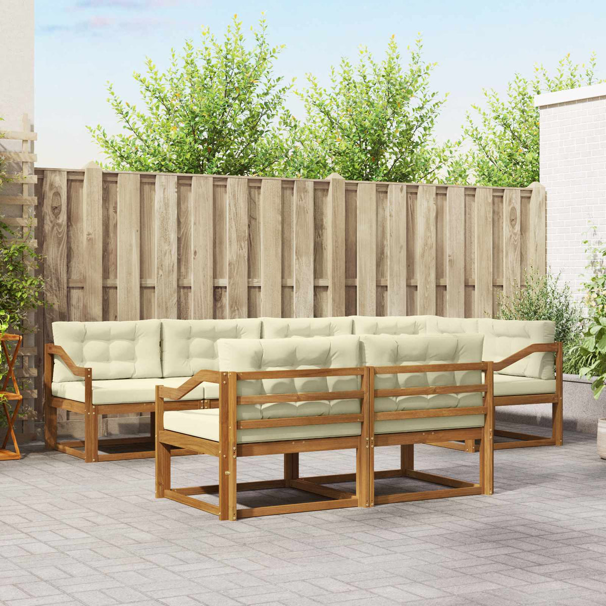 Outdoor-Sofagarnitur 8 stk. Natur und Creme