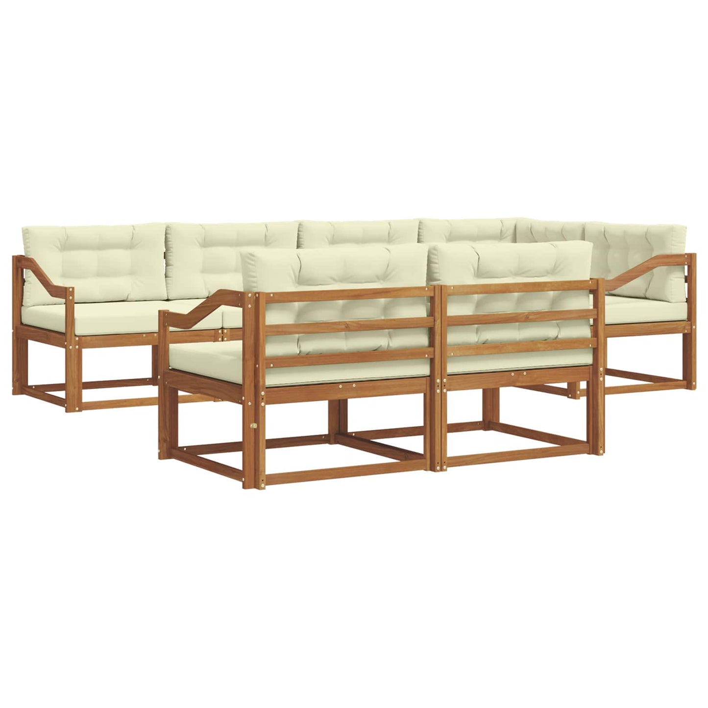 Outdoor-Sofagarnitur mit Kissen 7 pcs Natur und Creme