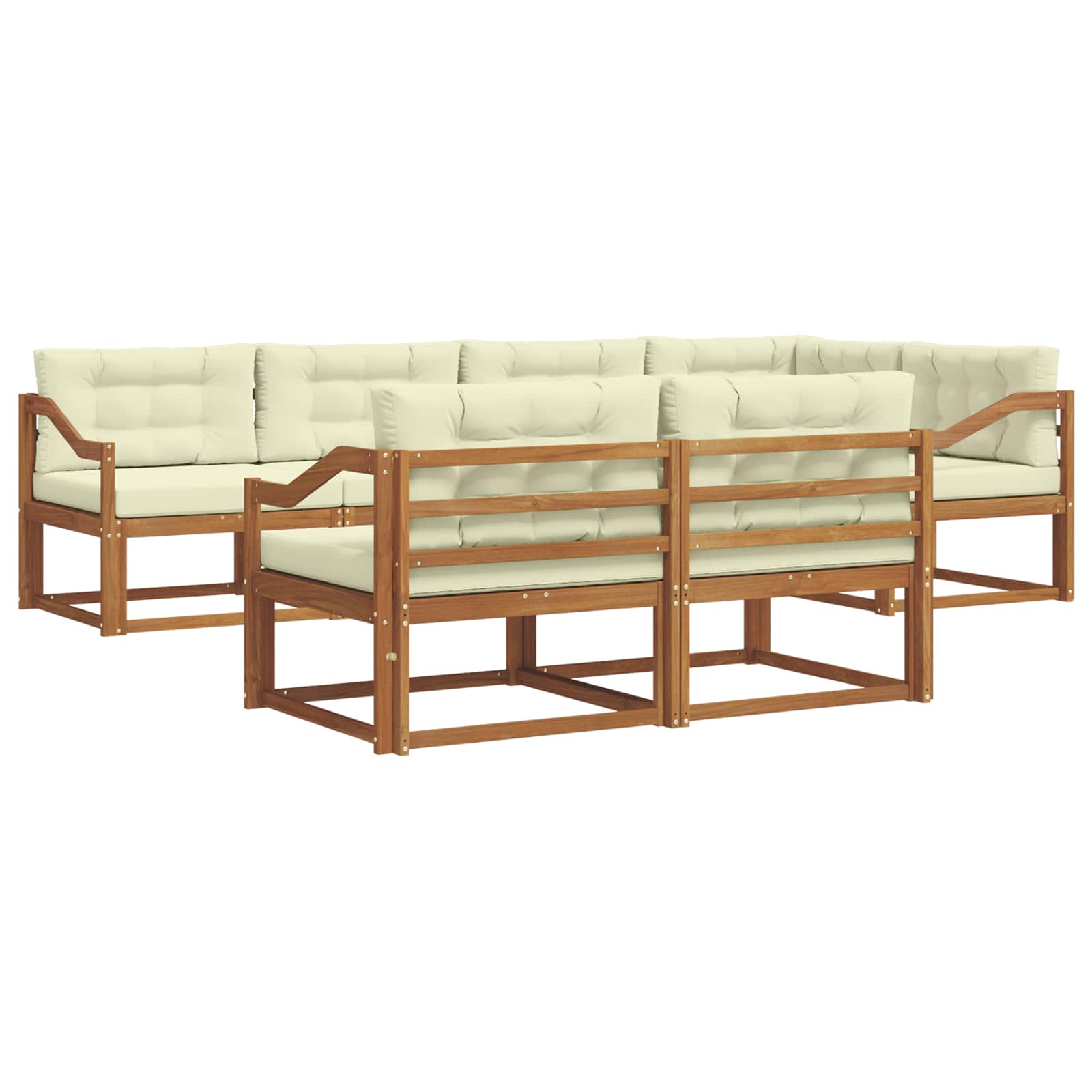 Outdoor-Sofagarnitur mit Kissen 7 pcs Natur und Creme