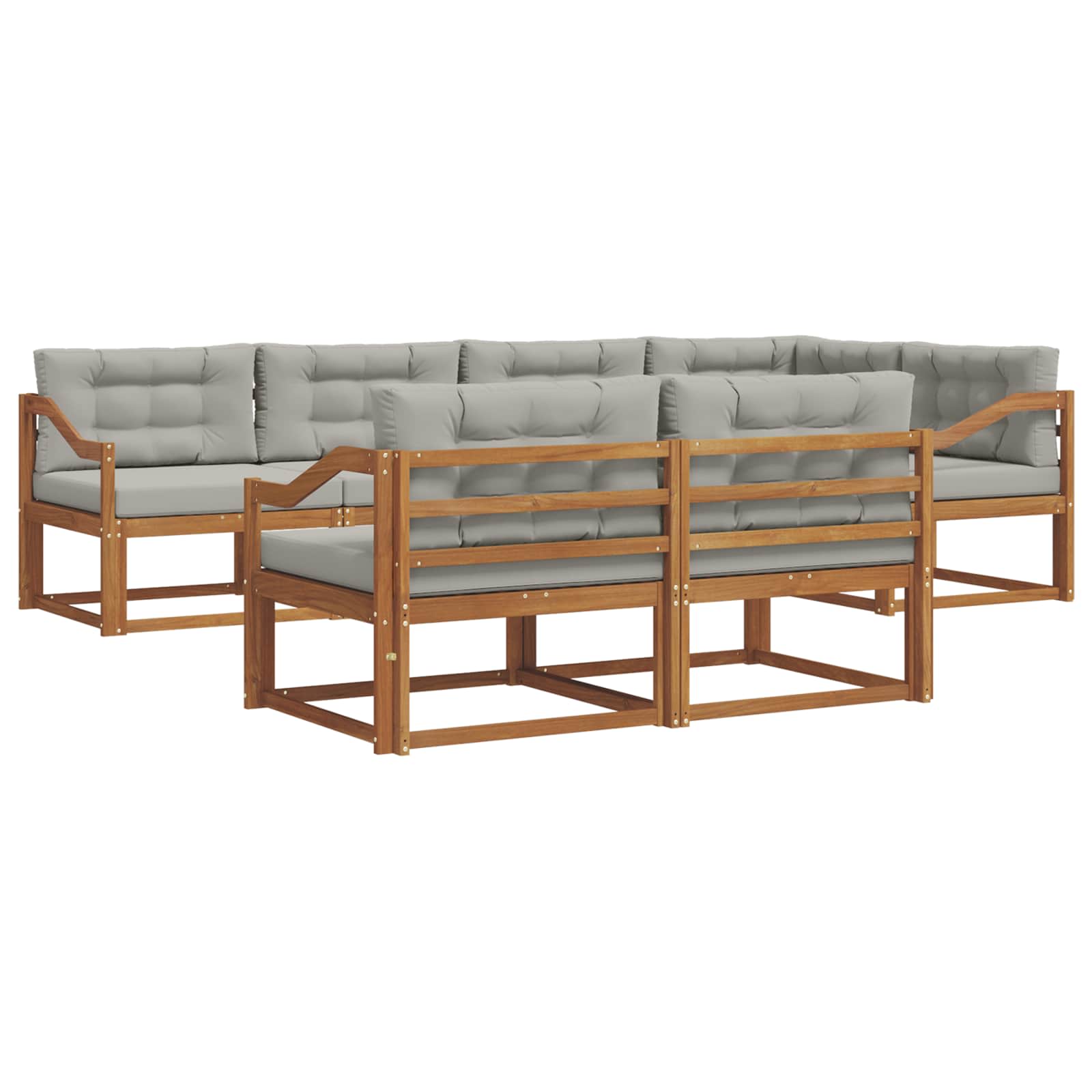Outdoor-Sofagarnitur mit Kissen 7 pcs Natürlich und Hellgrau