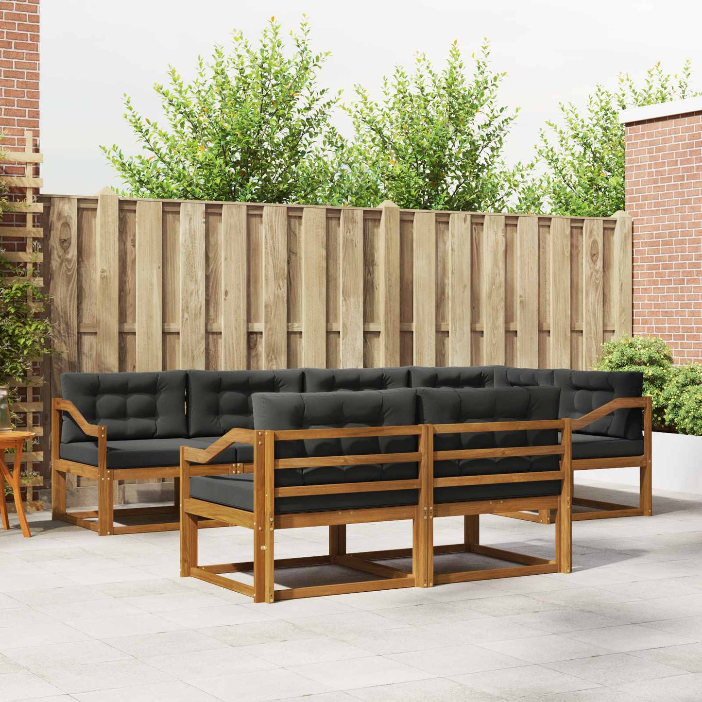 Outdoor-Sofagarnitur 8 stk. Natur und Anthrazit