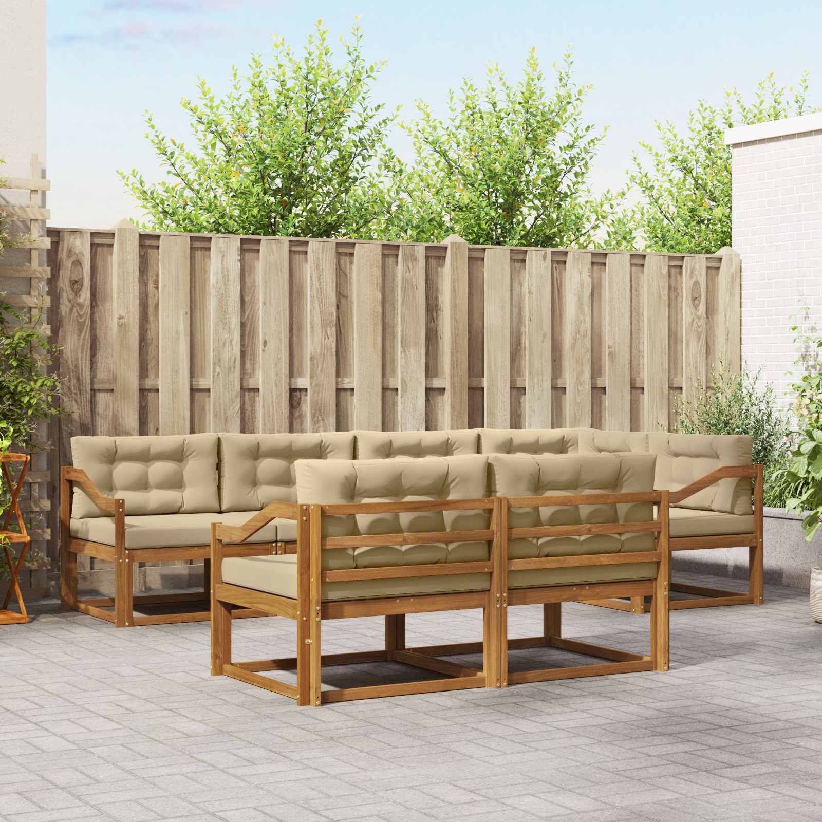 Outdoor-Sofagarnitur 8 stk. Natur und Beige