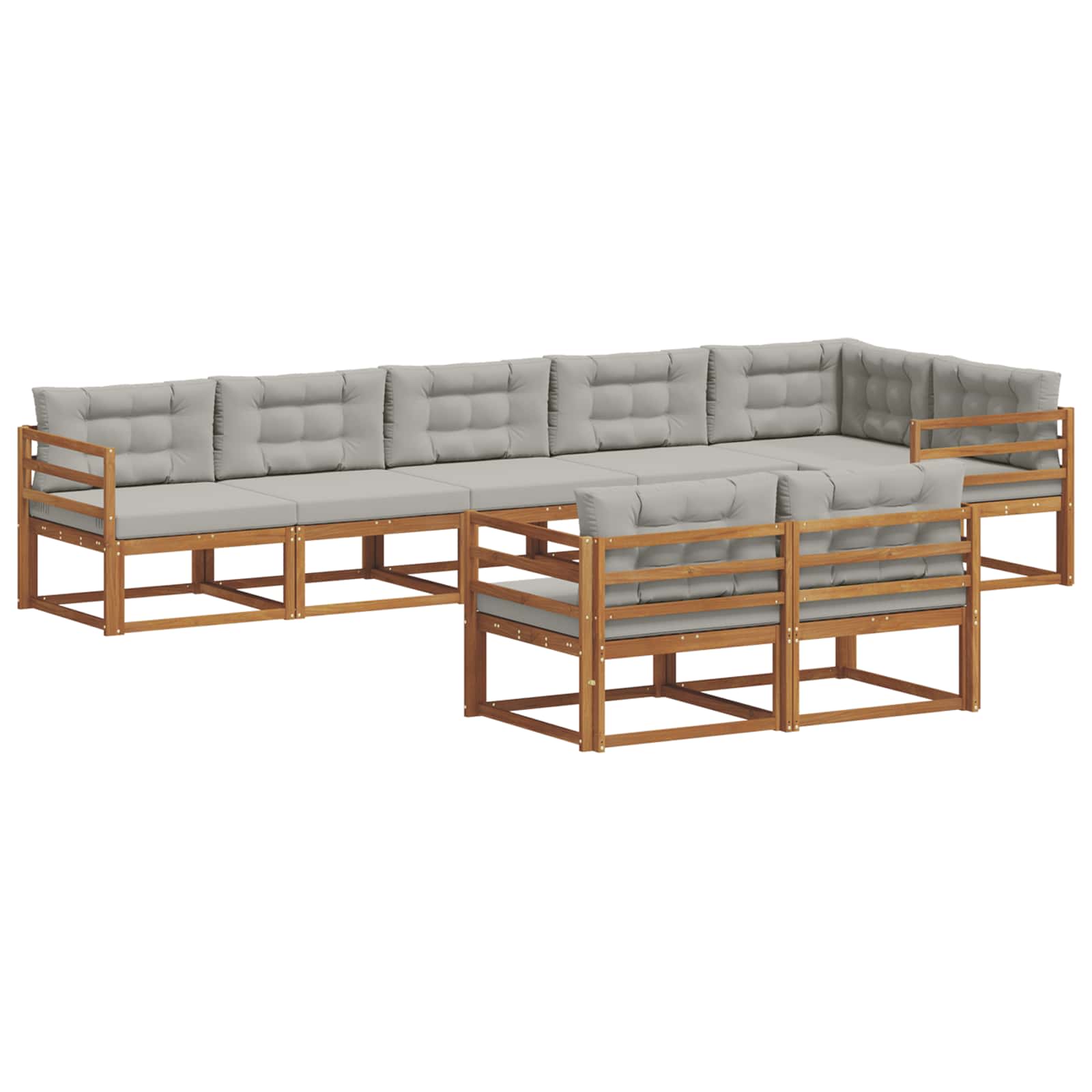 Outdoor-Sofagarnitur mit Kissen 8 pcs Natürlich und Hellgrau