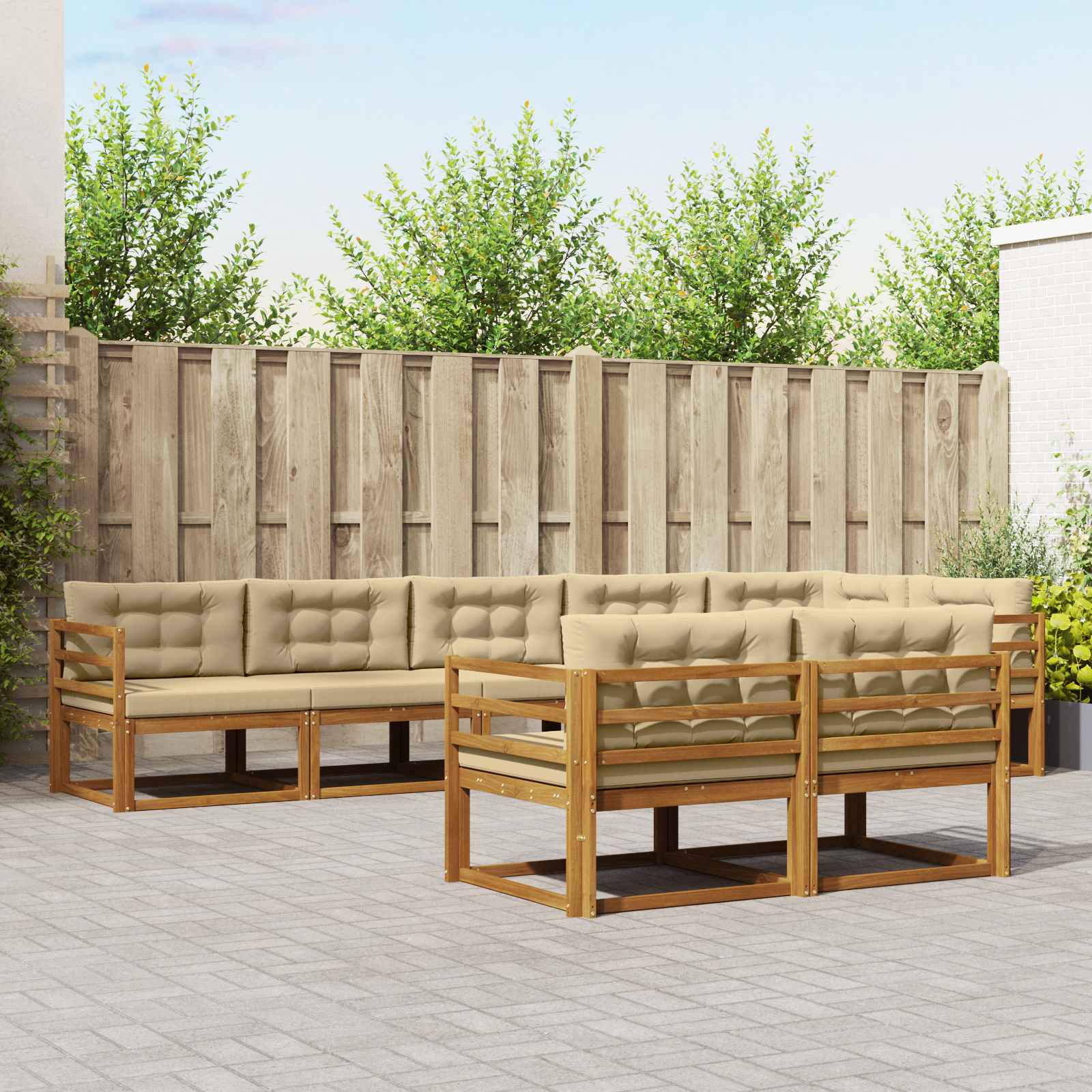 Outdoor-Sofagarnitur 8 stk. Natur und Beige