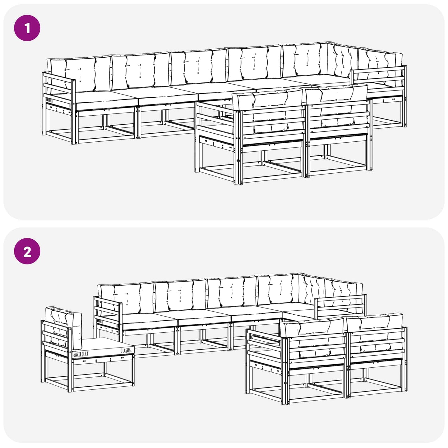 Outdoor-Sofagarnitur 8 stk. Natur und Beige
