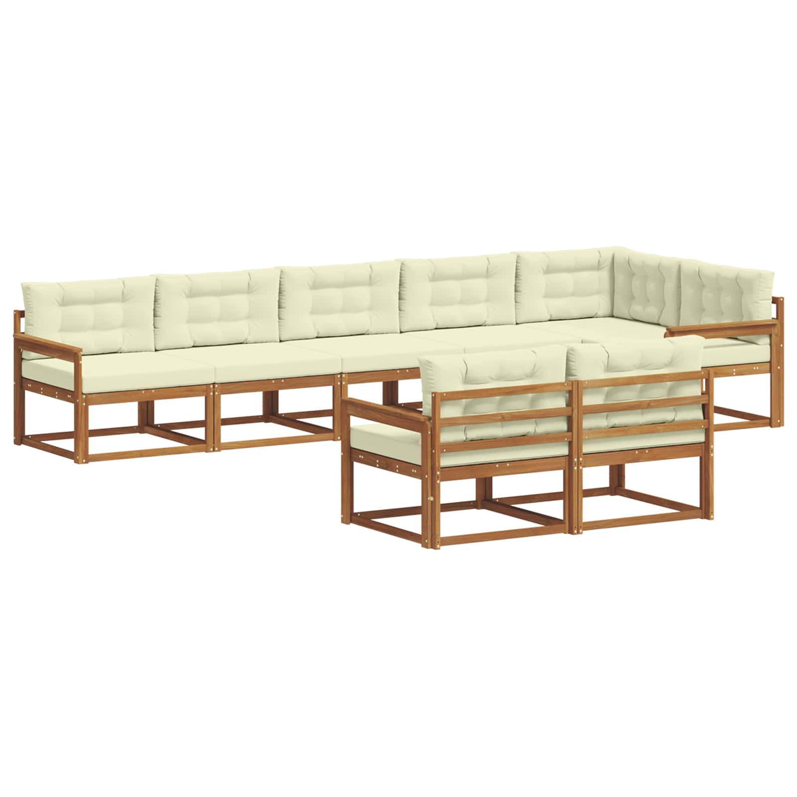 Outdoor-Sofagarnitur mit Kissen 8 pcs Natur und Creme