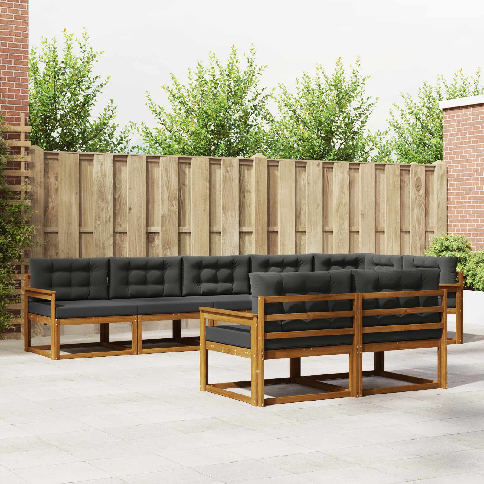 Outdoor-Sofagarnitur 8 stk. Natur und Anthrazit