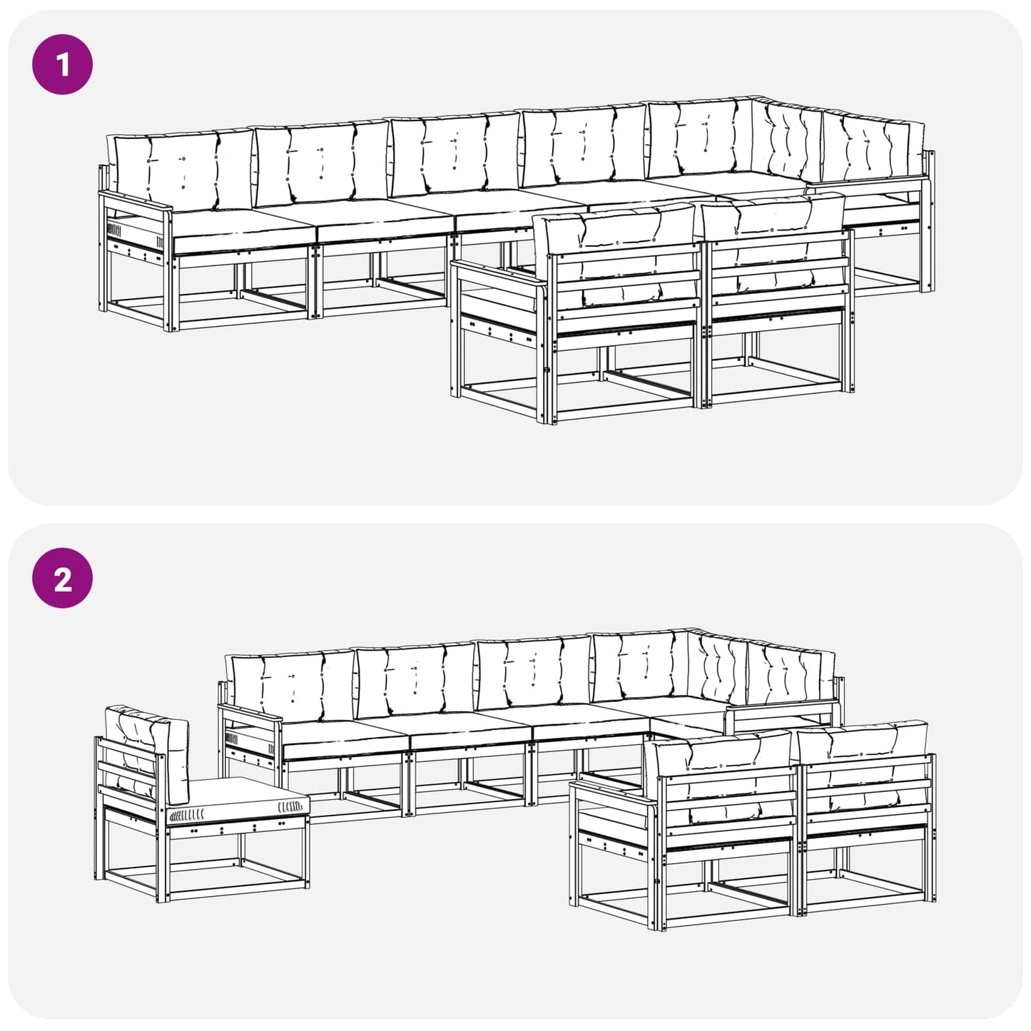 Outdoor-Sofagarnitur 8 stk. Natur und Anthrazit