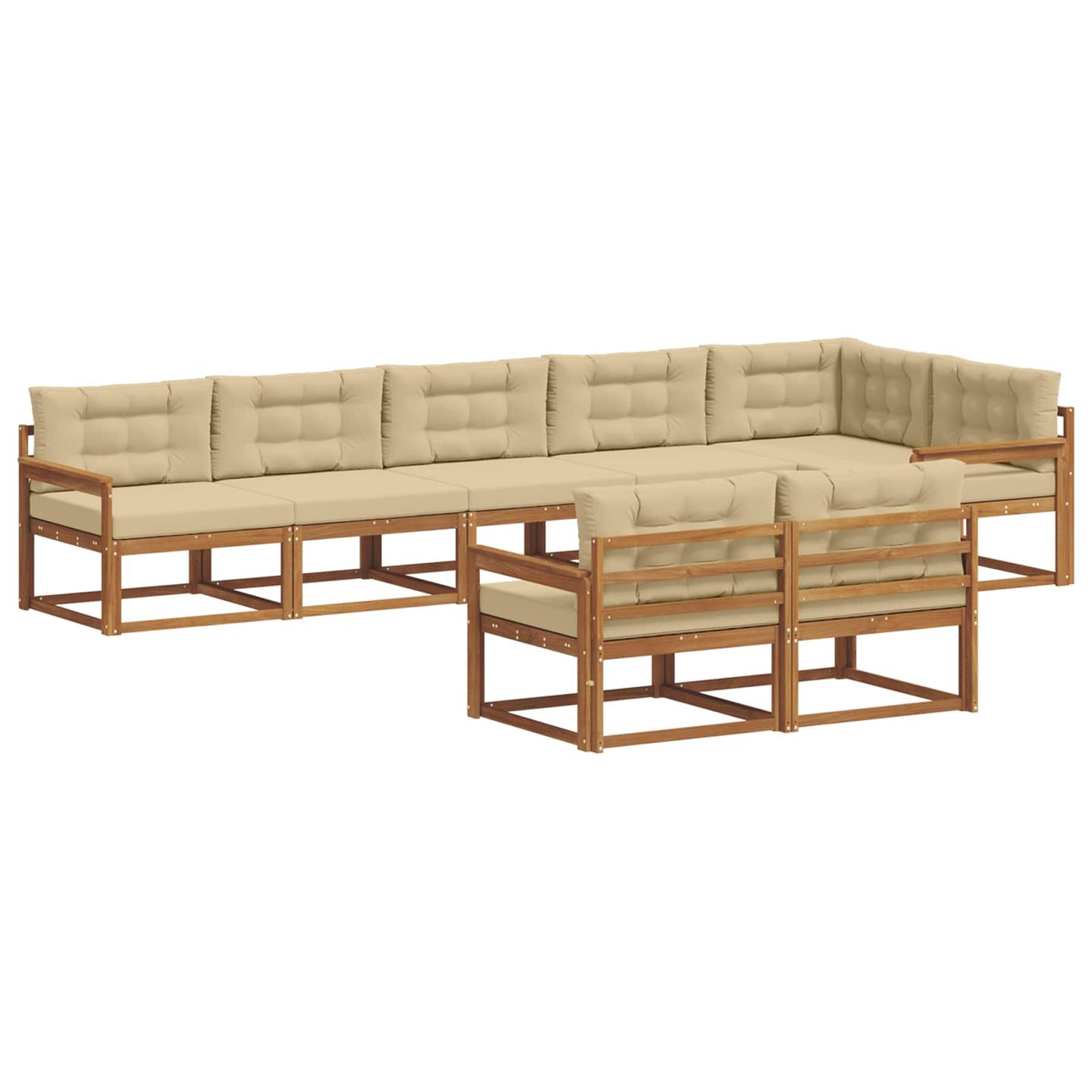 Outdoor-Sofagarnitur mit Kissen 8 pcs Natur und Beige