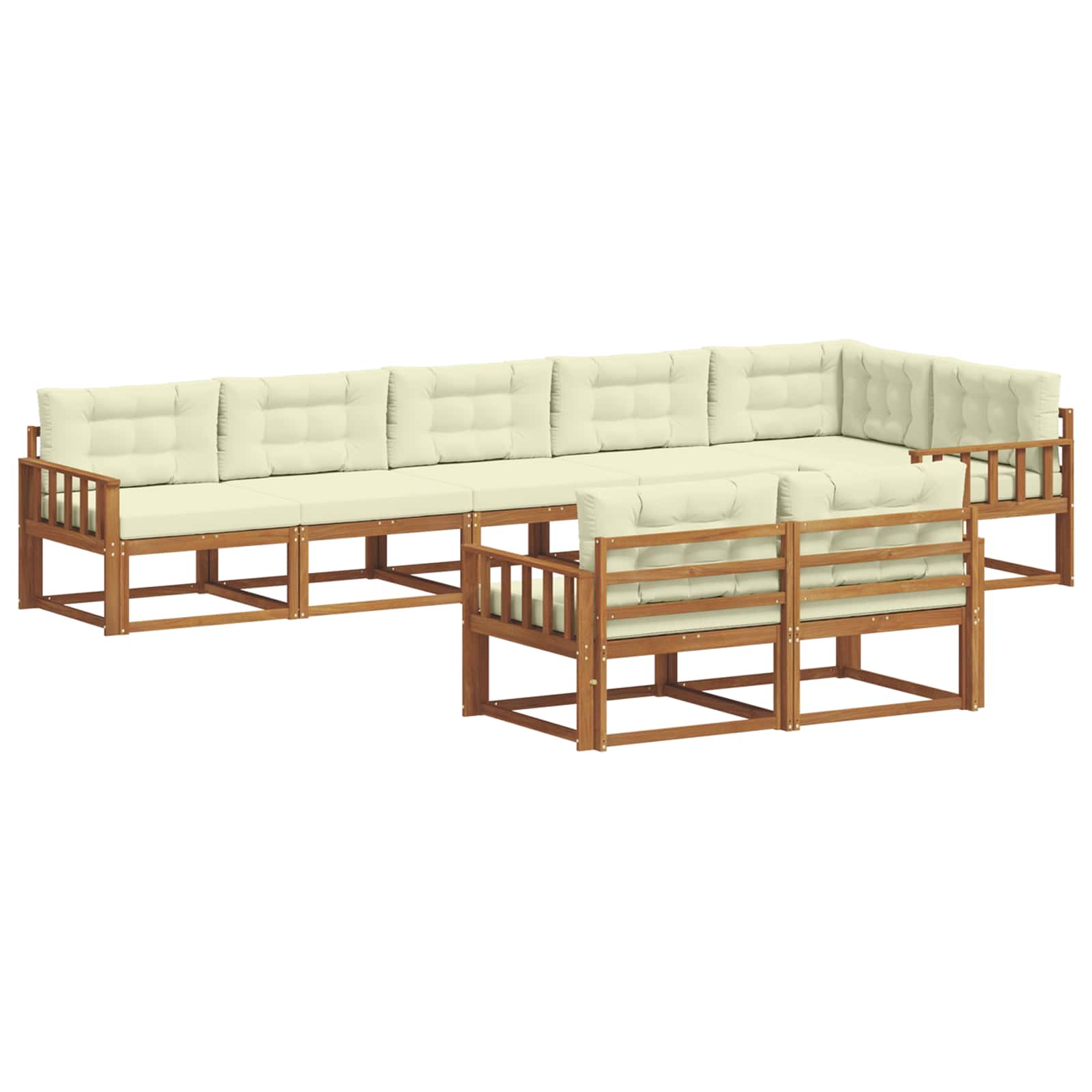 Outdoor-Sofagarnitur mit Kissen 8 pcs Natur und Creme
