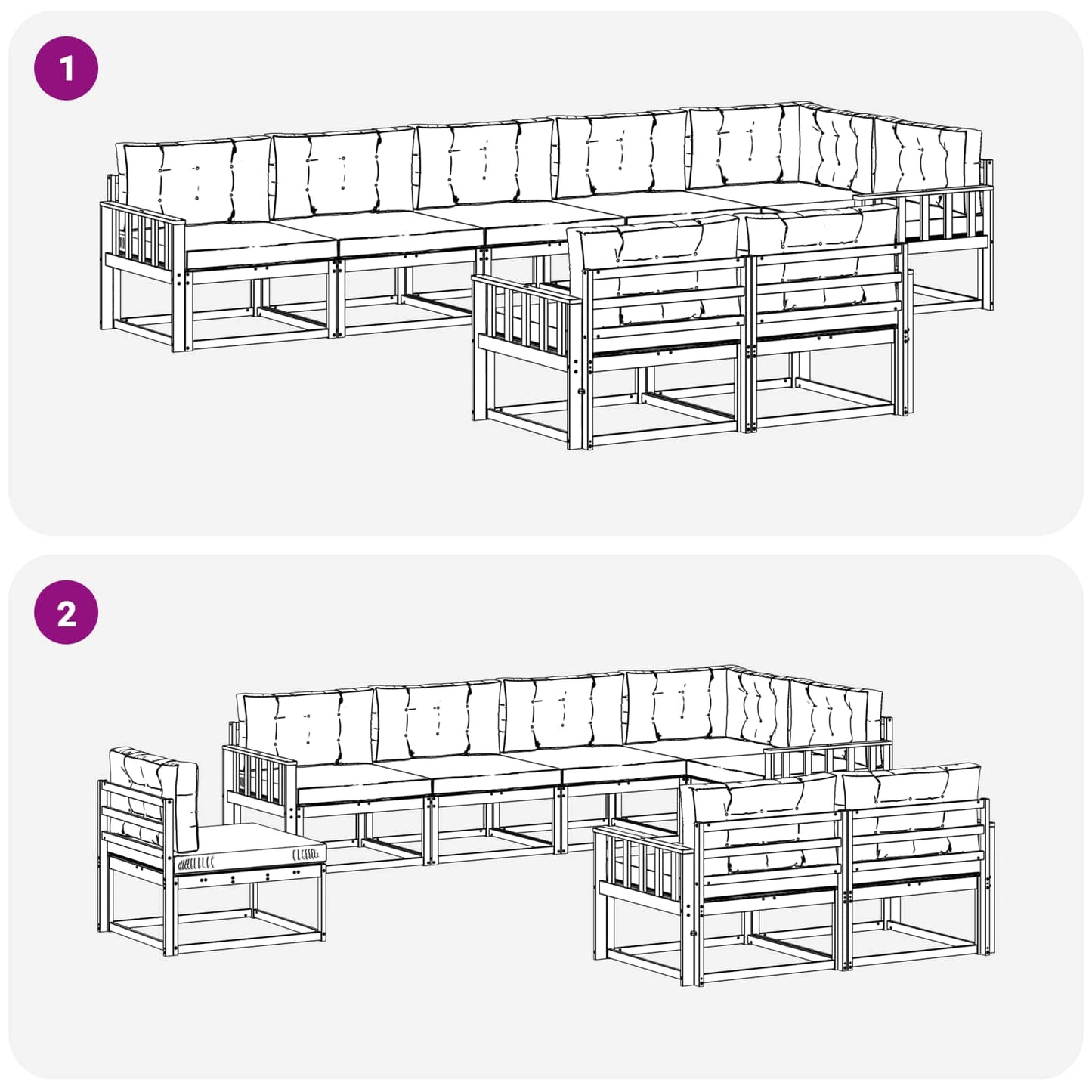 Outdoor-Sofagarnitur 8 stk. Natur und Anthrazit