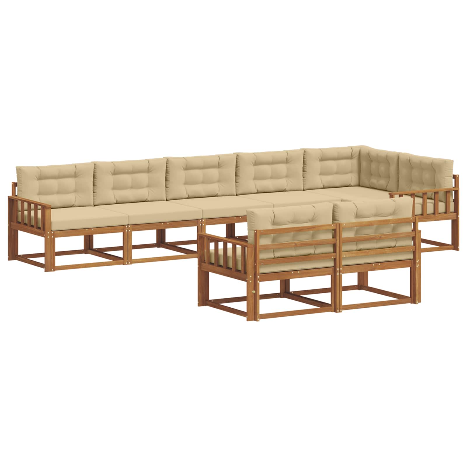 Outdoor-Sofagarnitur mit Kissen 8 pcs Natur und Beige