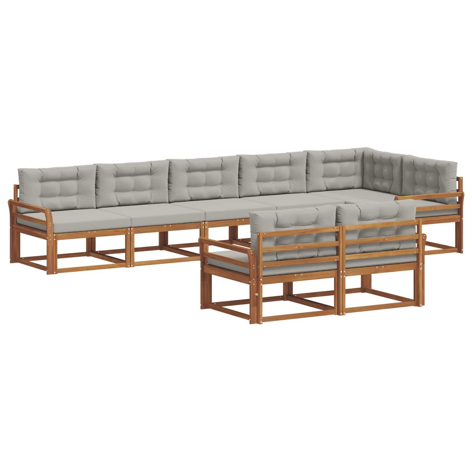 Outdoor-Sofagarnitur mit Kissen 8 pcs Natürlich und Hellgrau