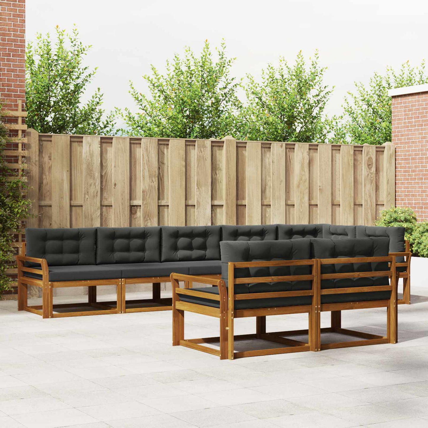 Outdoor-Sofagarnitur 8 stk. Natur und Anthrazit