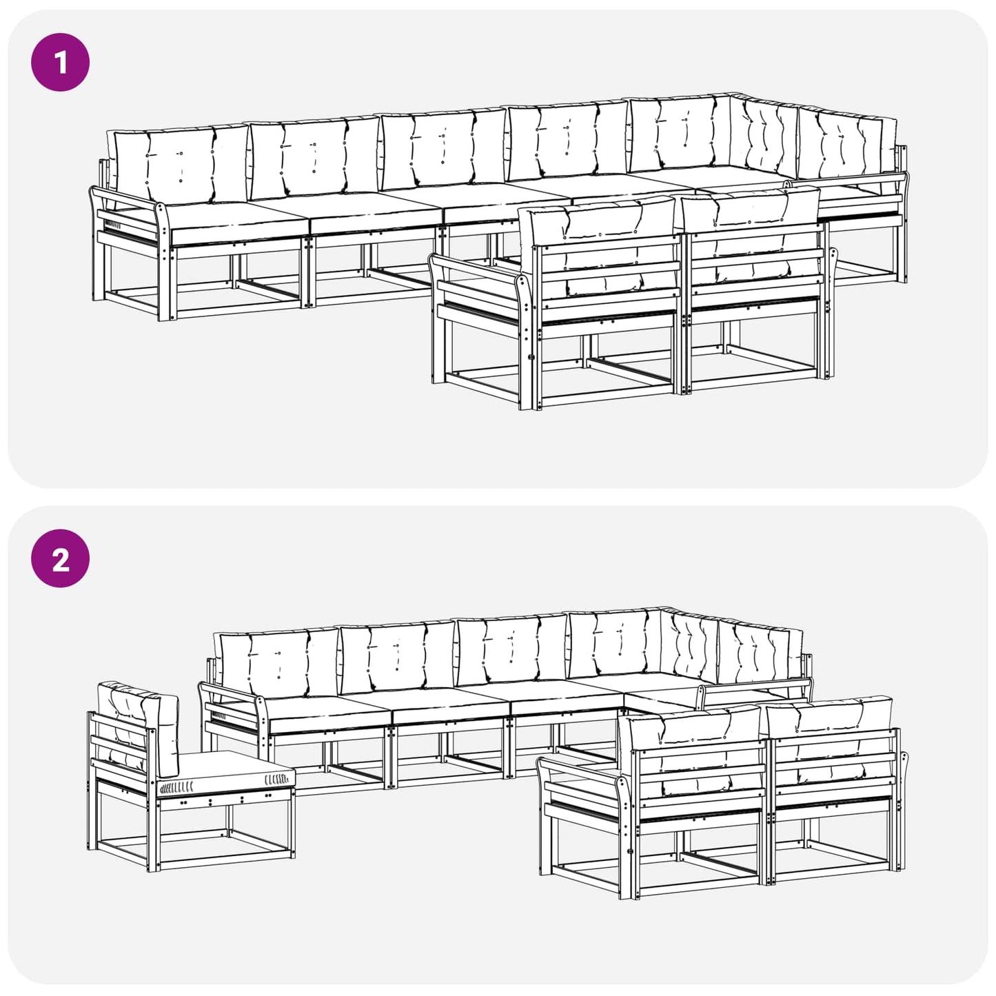 Outdoor-Sofagarnitur 8 stk. Natur und Anthrazit