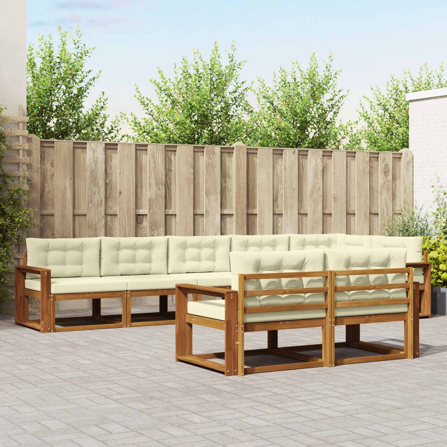Outdoor-Sofagarnitur 8 stk. Natur und Creme