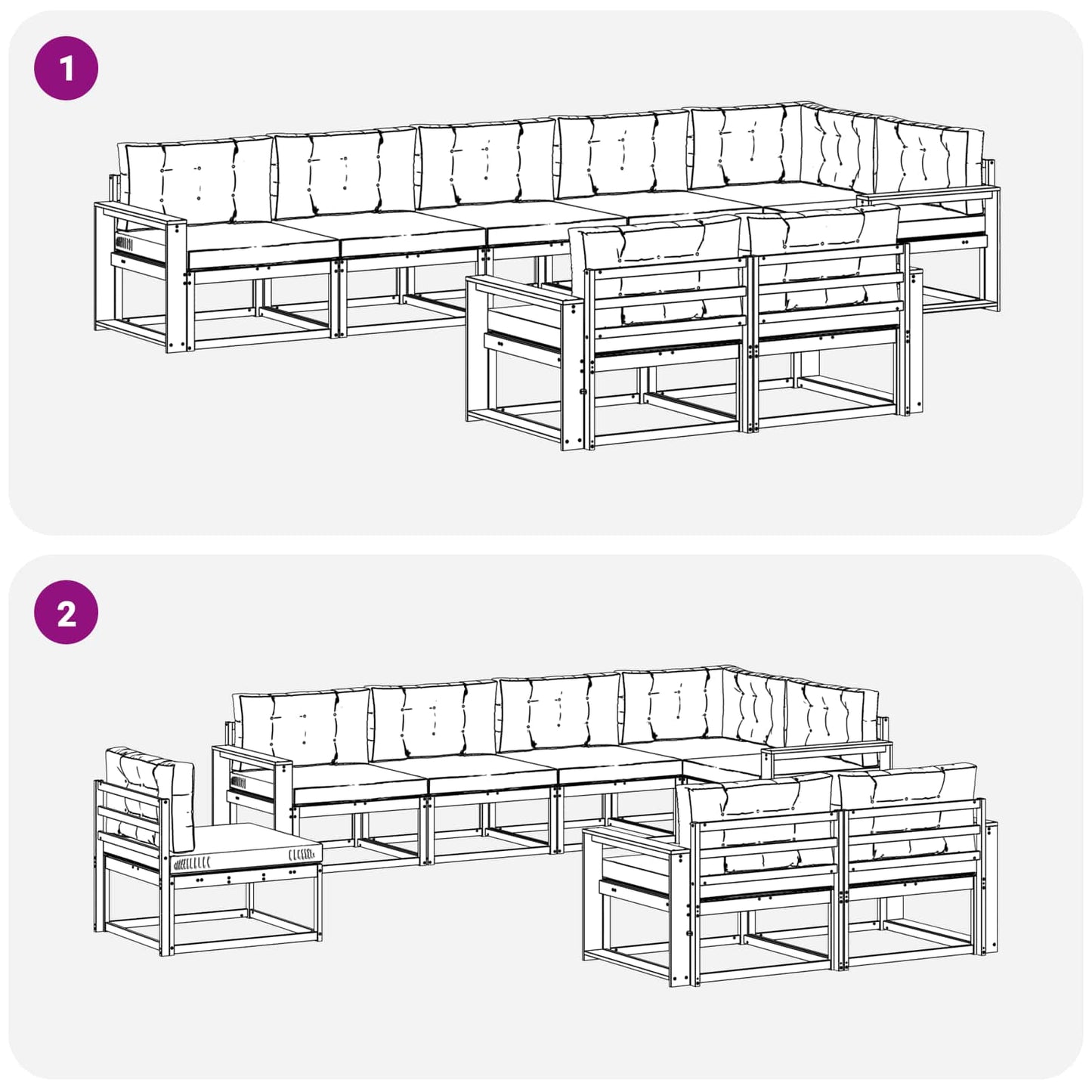 Outdoor-Sofagarnitur 8 stk. Natur und Creme