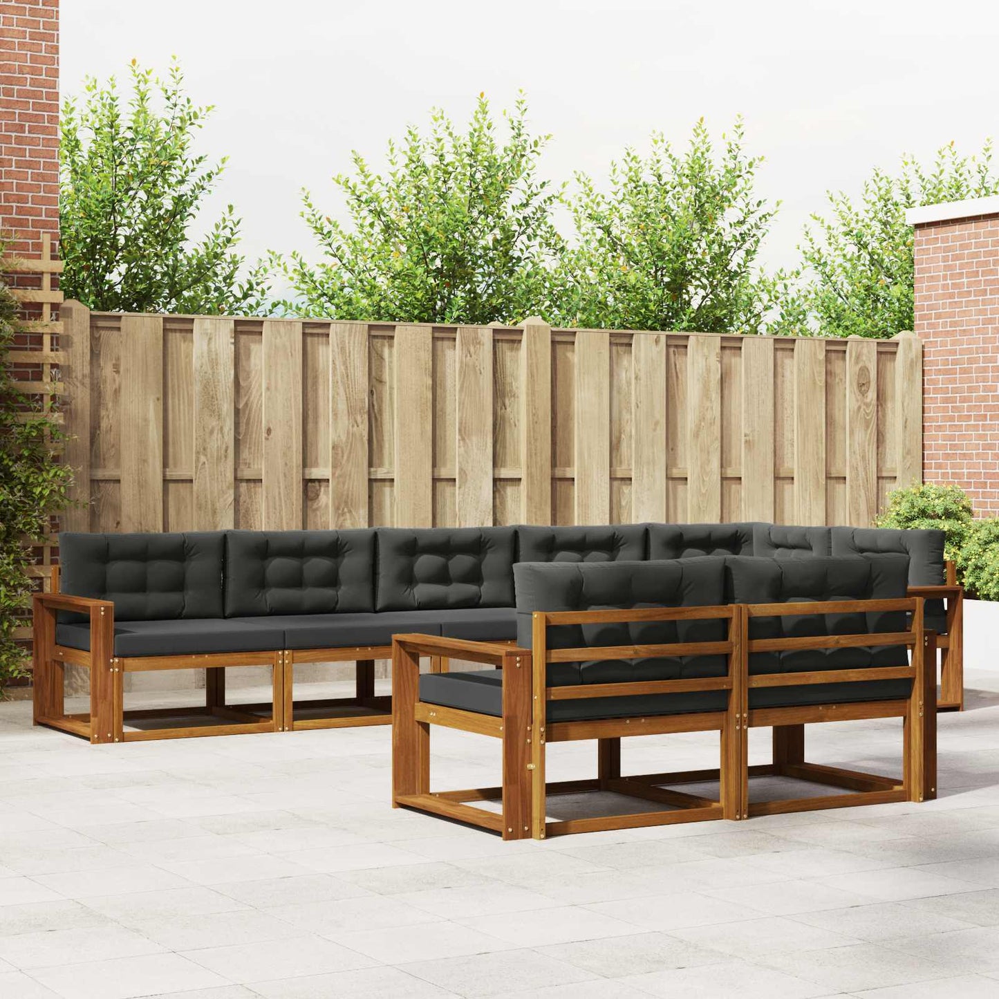 Outdoor-Sofagarnitur 8 stk. Natur und Anthrazit