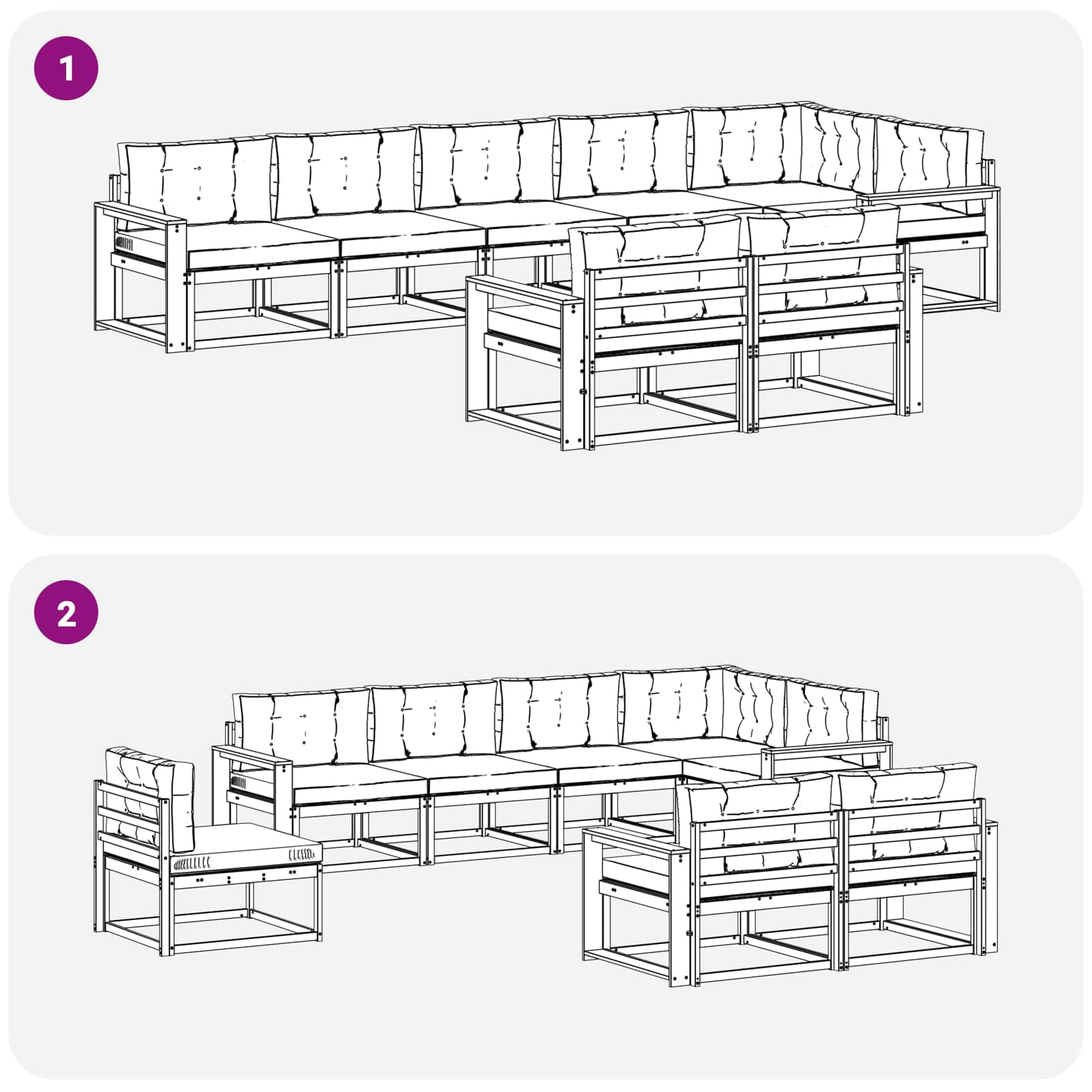 Outdoor-Sofagarnitur 8 stk. Natur und Anthrazit