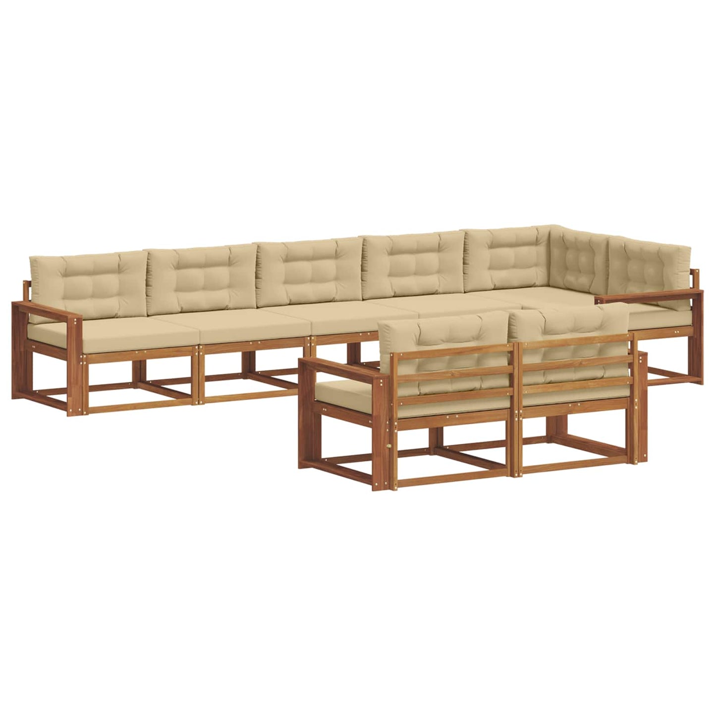 Outdoor-Sofagarnitur mit Kissen 8 pcs Natur und Beige