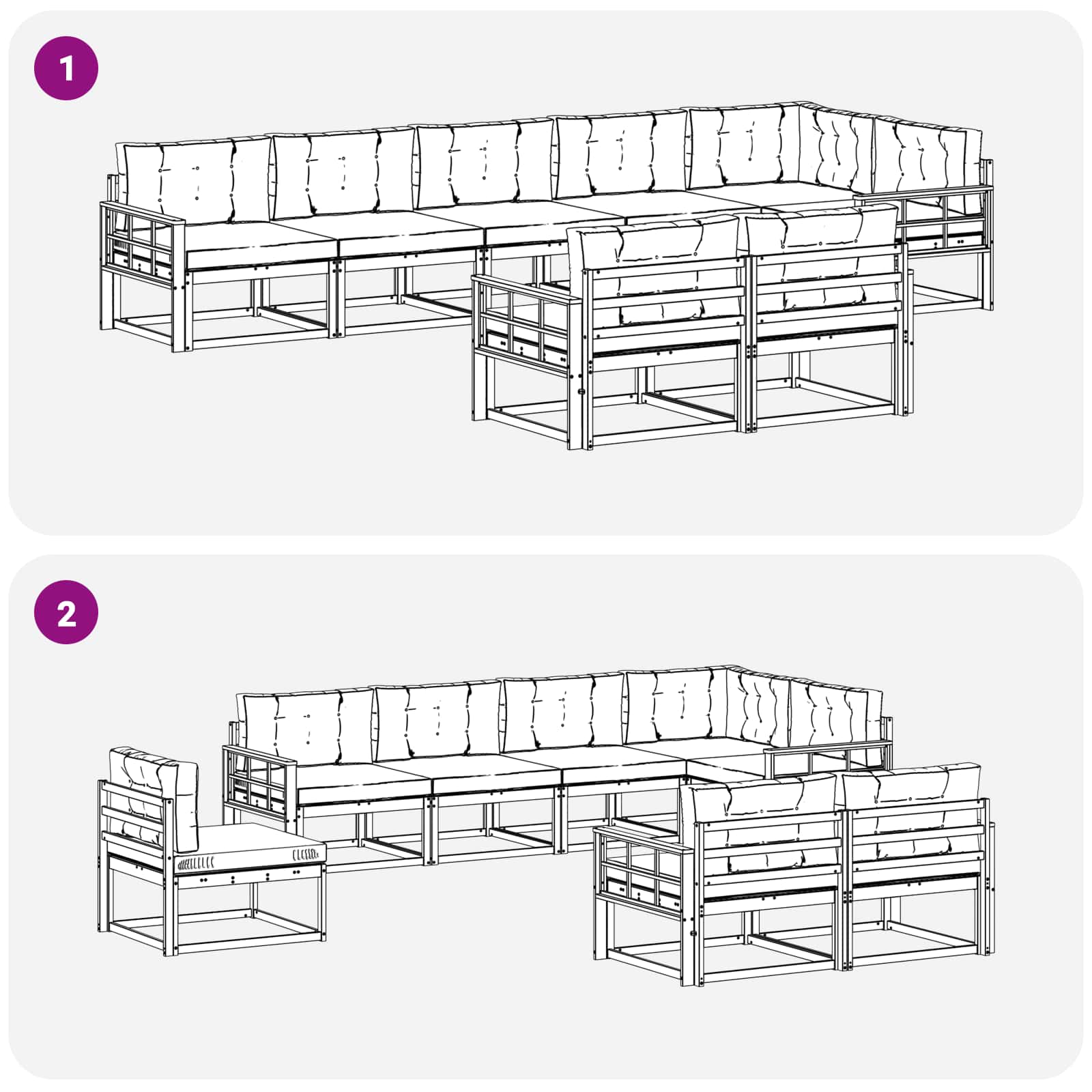 Outdoor-Sofagarnitur 8 stk. Natur und Creme