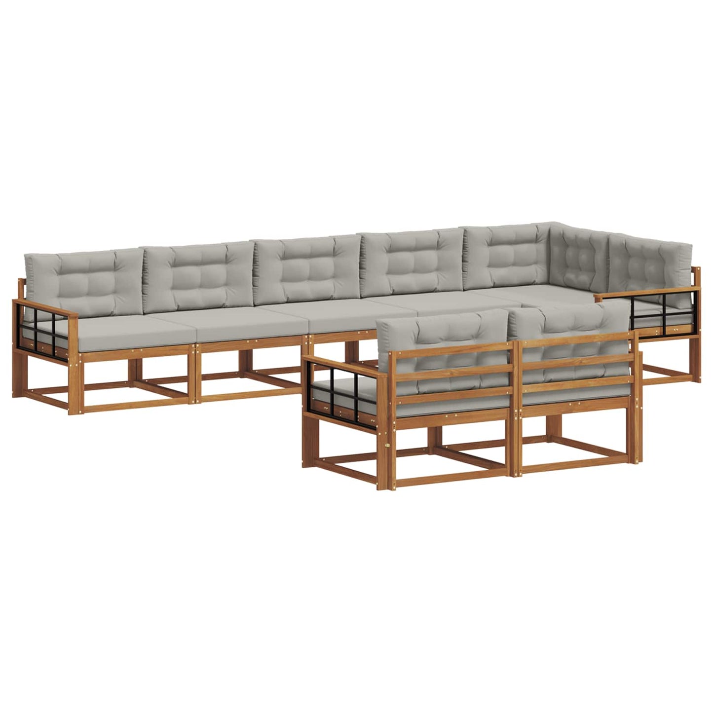 Outdoor-Sofagarnitur mit Kissen 8 pcs Natürlich und Hellgrau
