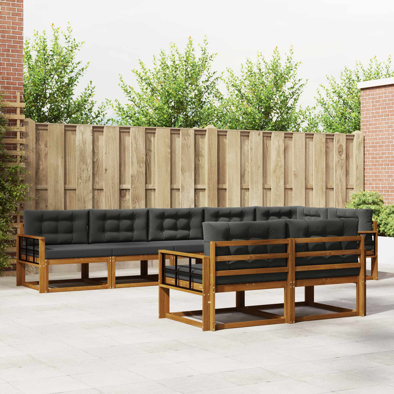 Outdoor-Sofagarnitur 8 stk. Natur und Anthrazit