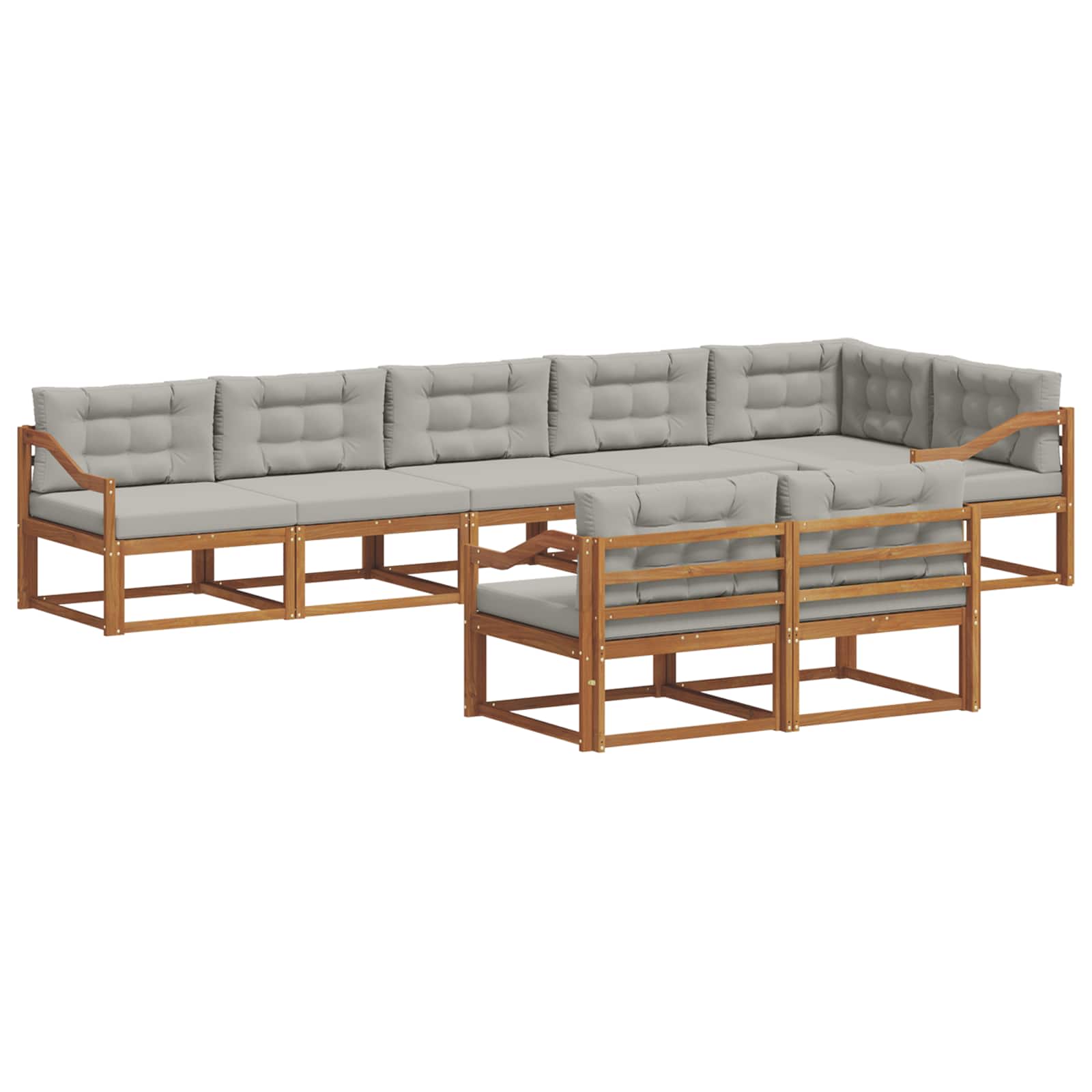 Outdoor-Sofagarnitur mit Kissen 8 pcs Natürlich und Hellgrau