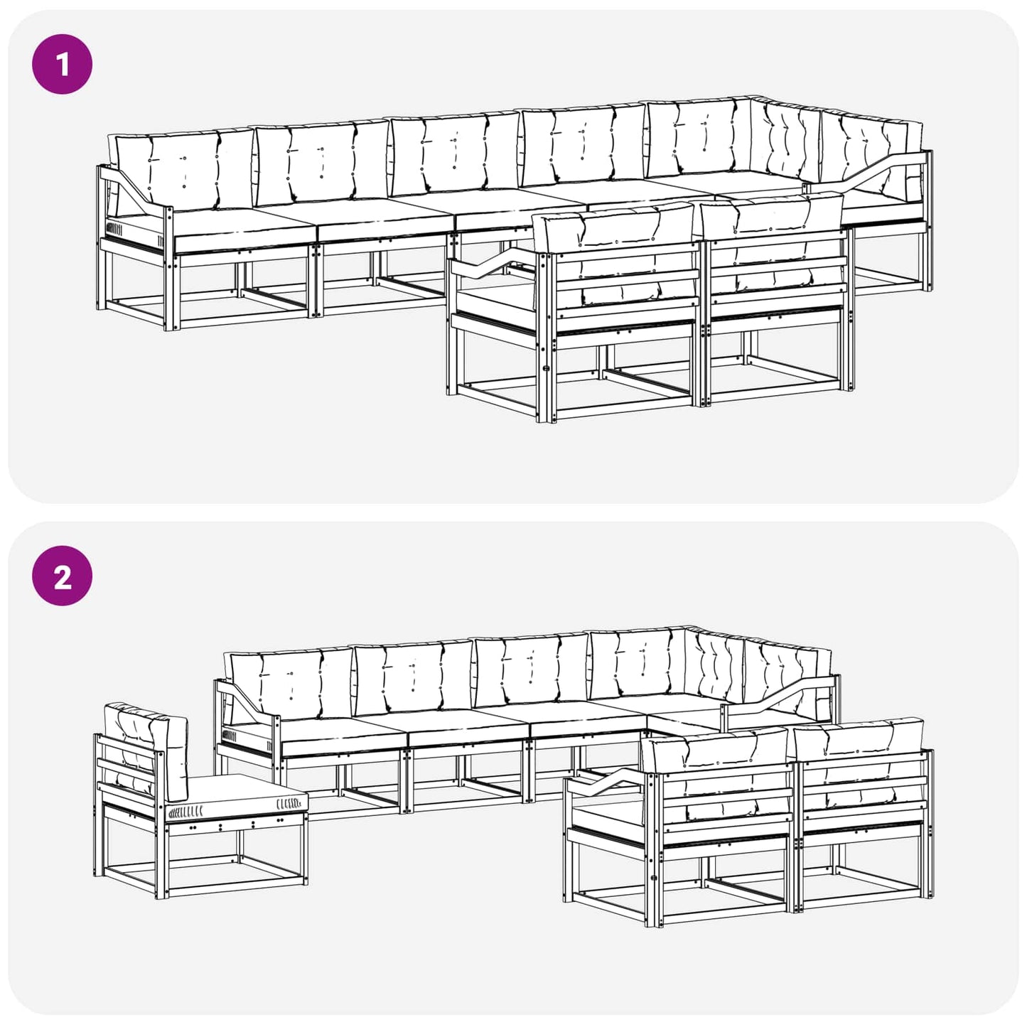 Outdoor-Sofagarnitur 8 stk. Natur und Anthrazit