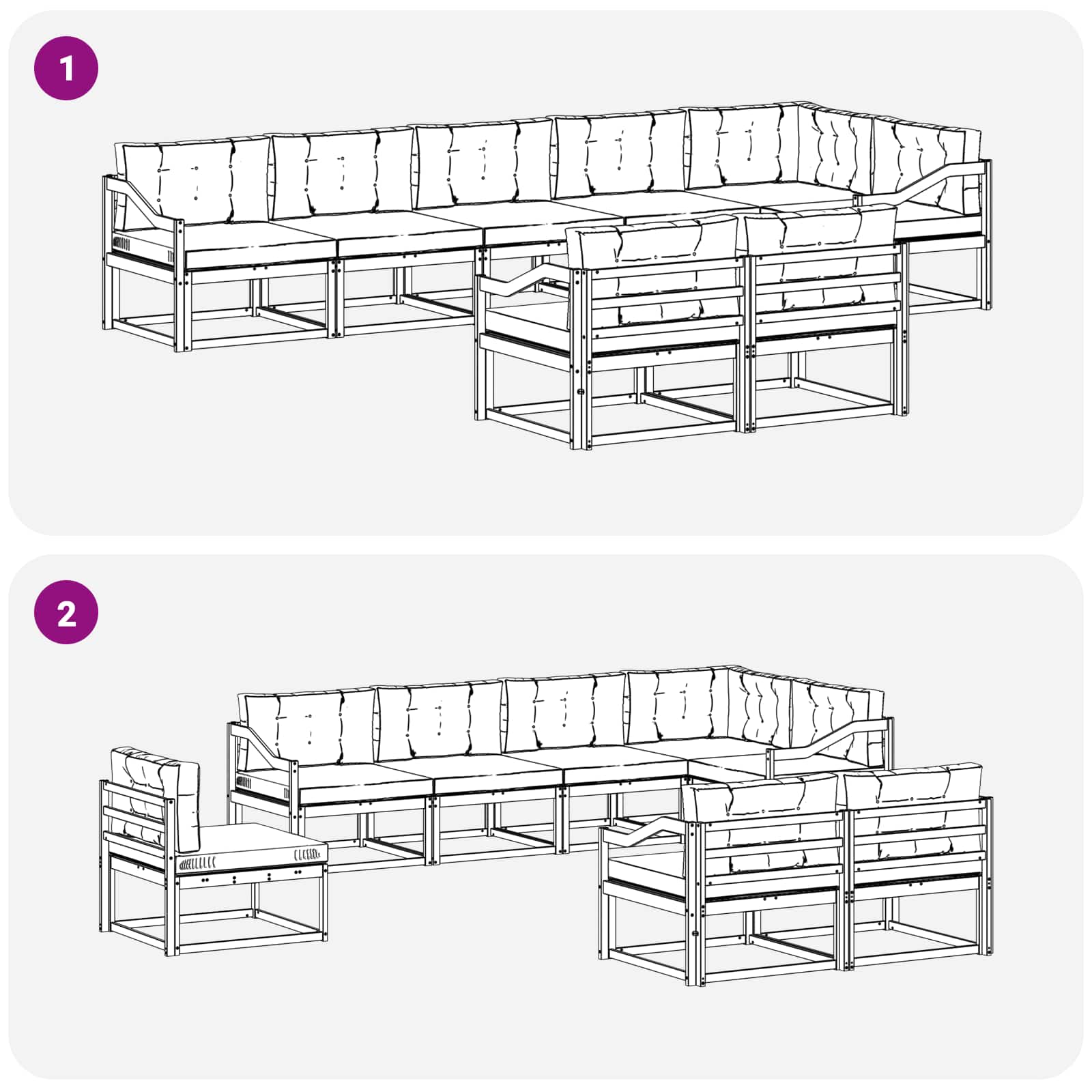 Outdoor-Sofagarnitur 8 stk. Natur und Anthrazit