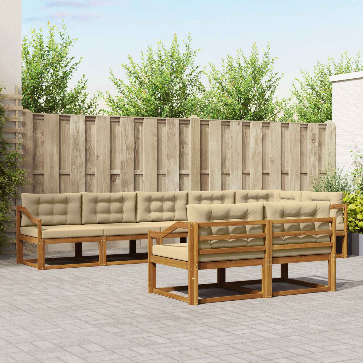 Outdoor-Sofagarnitur 8 stk. Natur und Beige