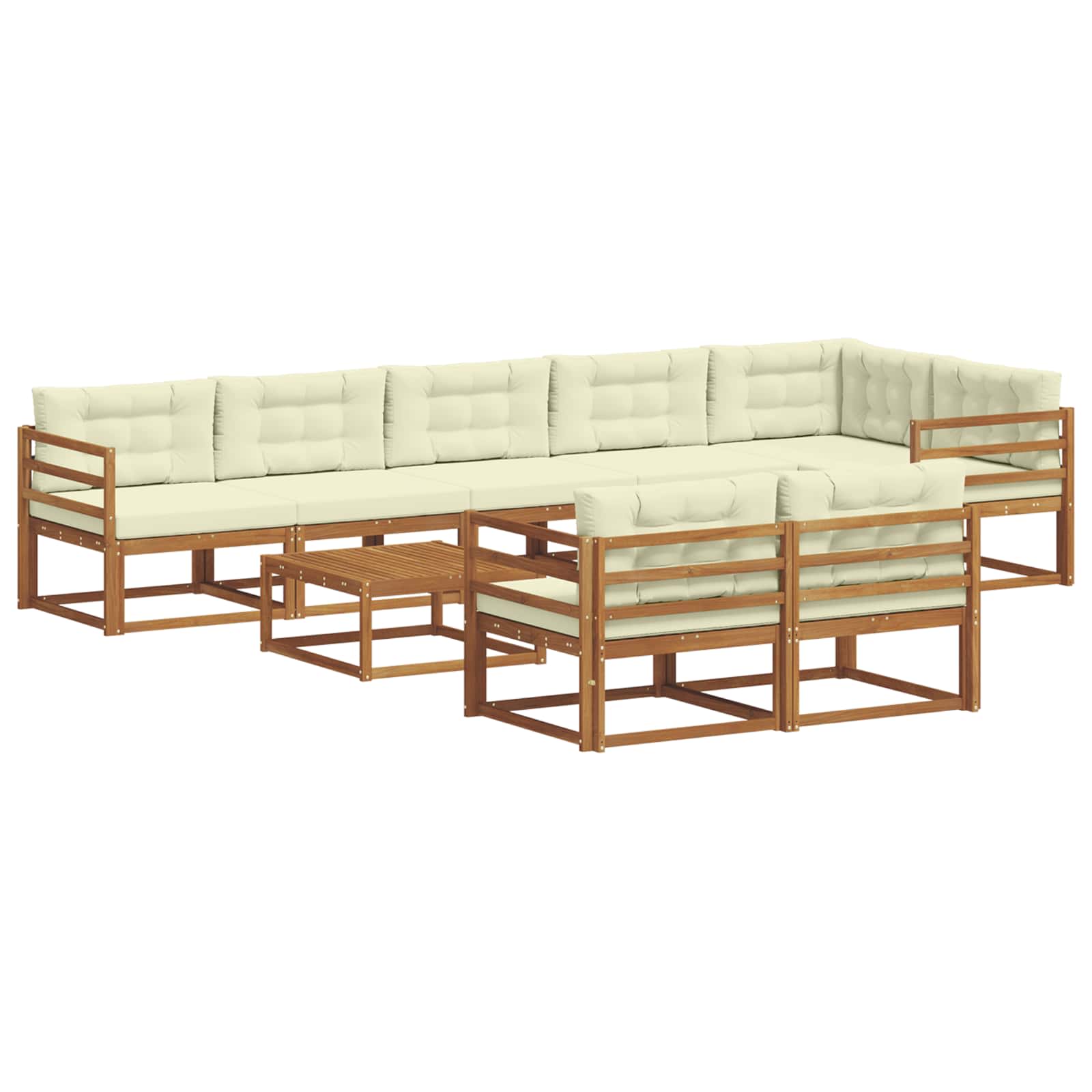 Outdoor-Sofagarnitur mit Kissen 9 pcs Natur und Creme