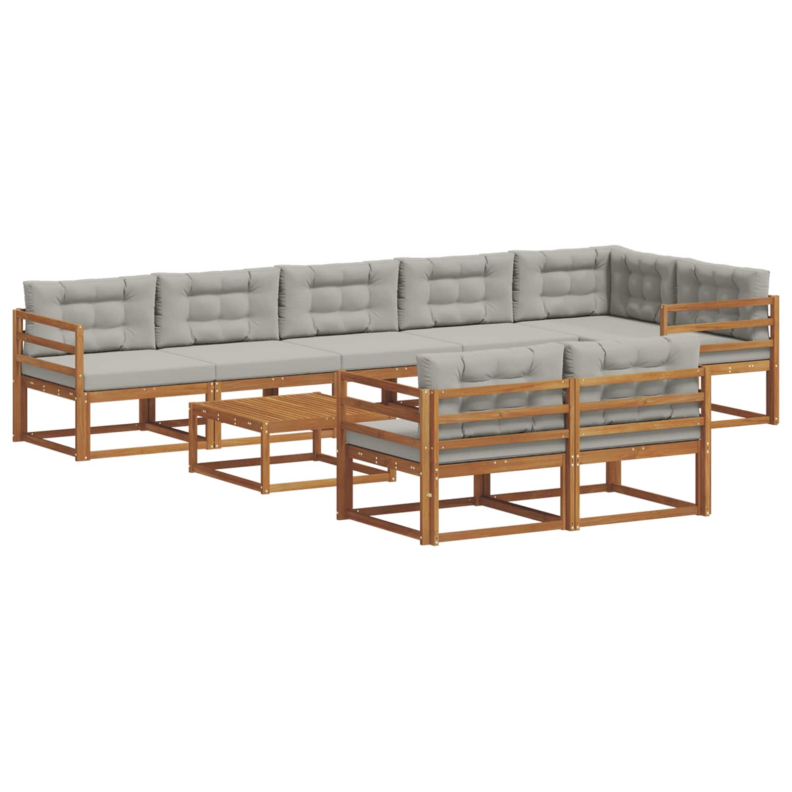 Outdoor-Sofagarnitur mit Kissen 9 pcs Natürlich und Hellgrau