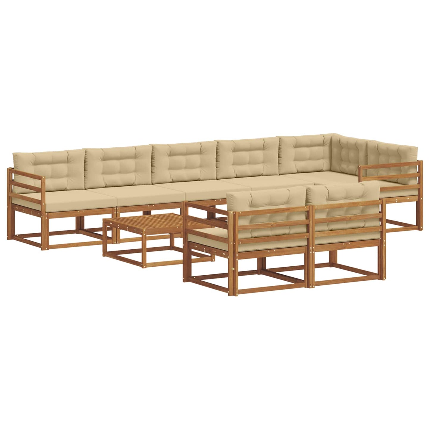 Outdoor-Sofagarnitur mit Kissen 9 pcs Natur und Beige
