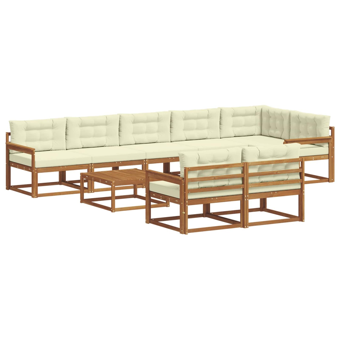 Outdoor-Sofagarnitur mit Kissen 9 pcs Natur und Creme