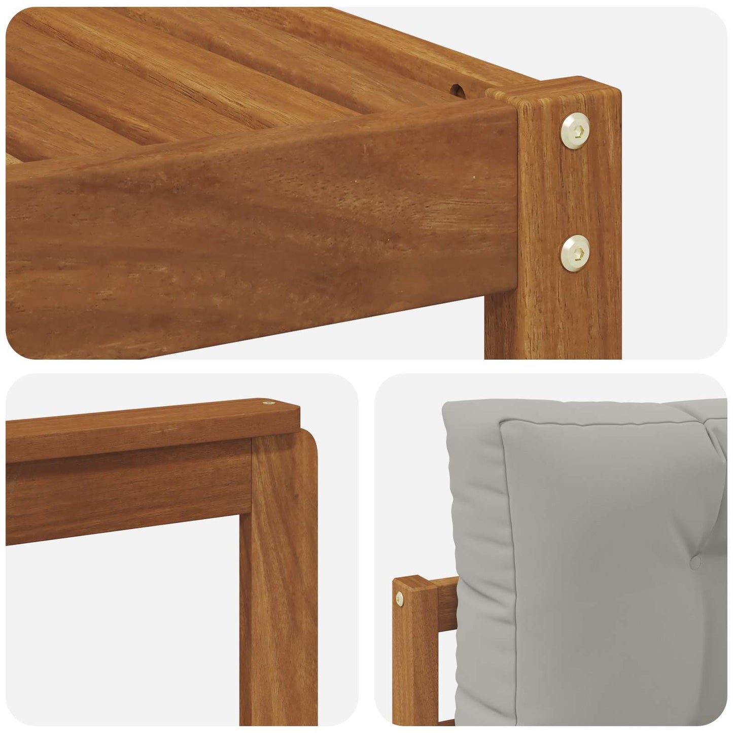 Outdoor-Sofagarnitur mit Kissen 9 pcs Natürlich und Hellgrau