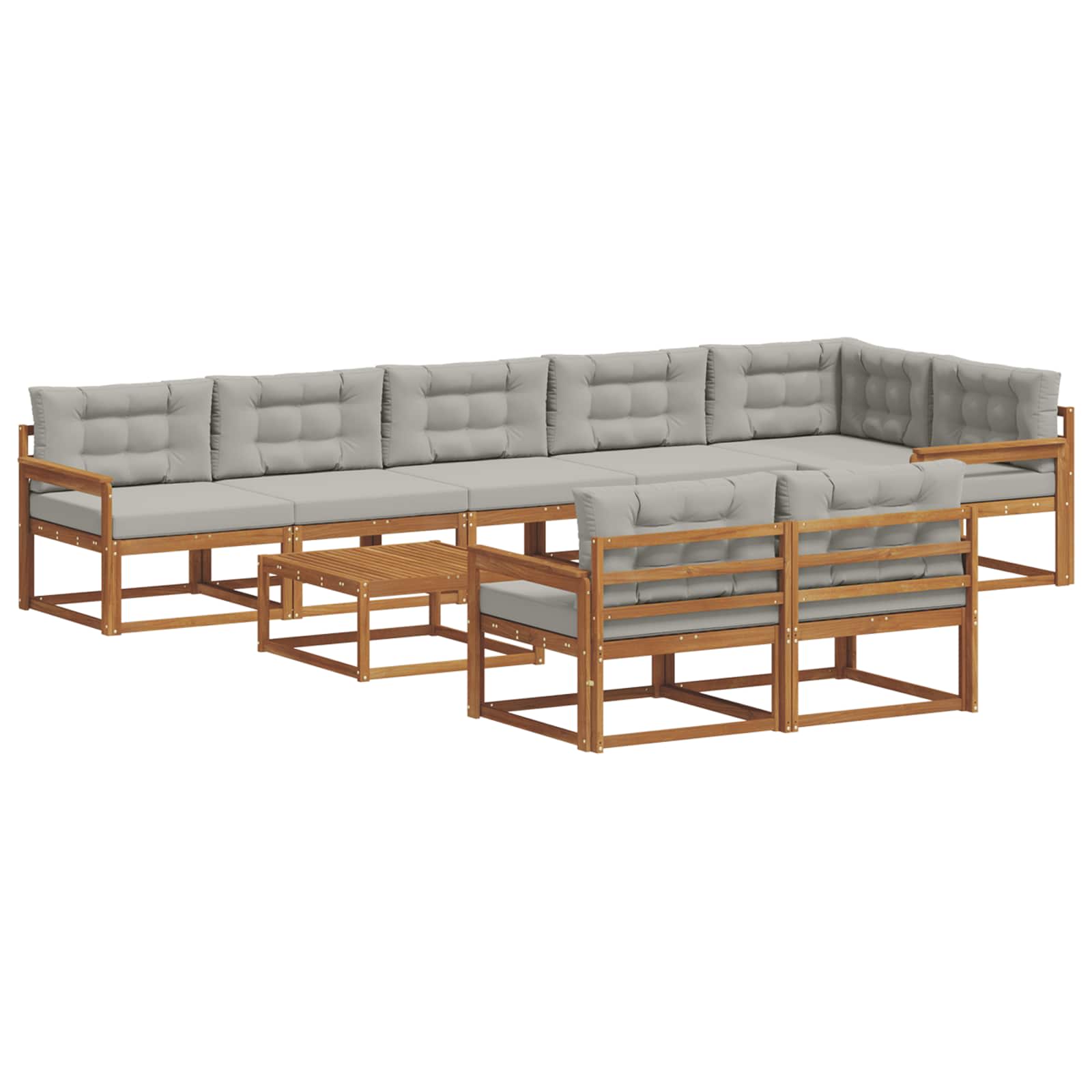 Outdoor-Sofagarnitur mit Kissen 9 pcs Natürlich und Hellgrau