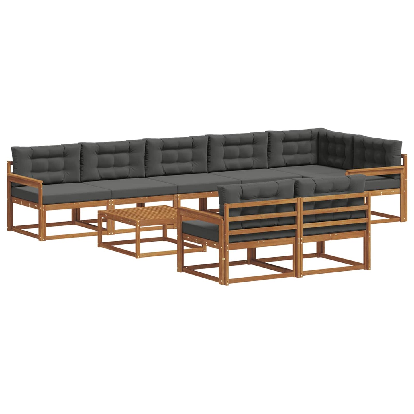 Outdoor-Sofagarnitur mit Kissen 9 pcs Natur und Anthrazit