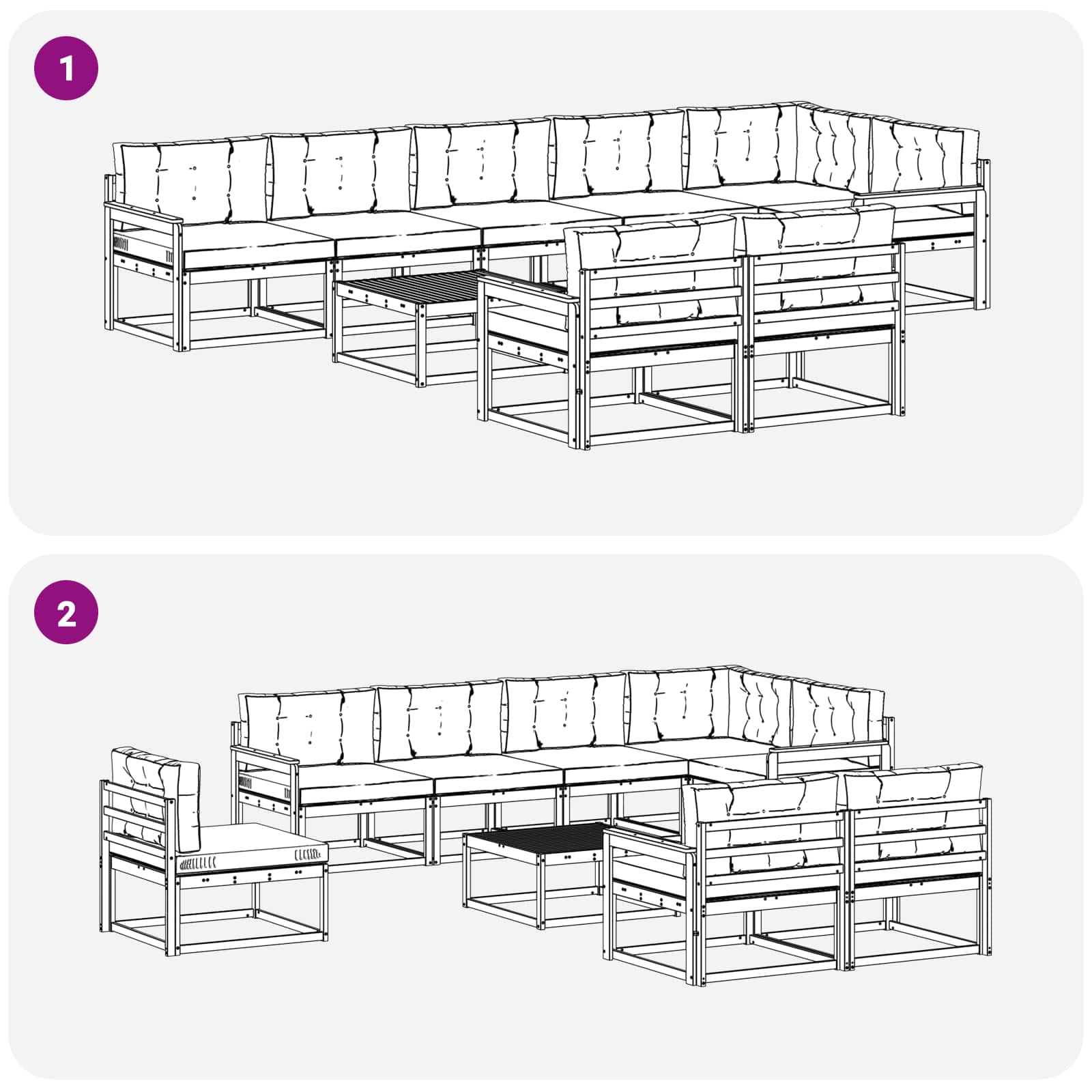 Outdoor-Sofagarnitur mit Kissen 9 pcs Natur und Anthrazit