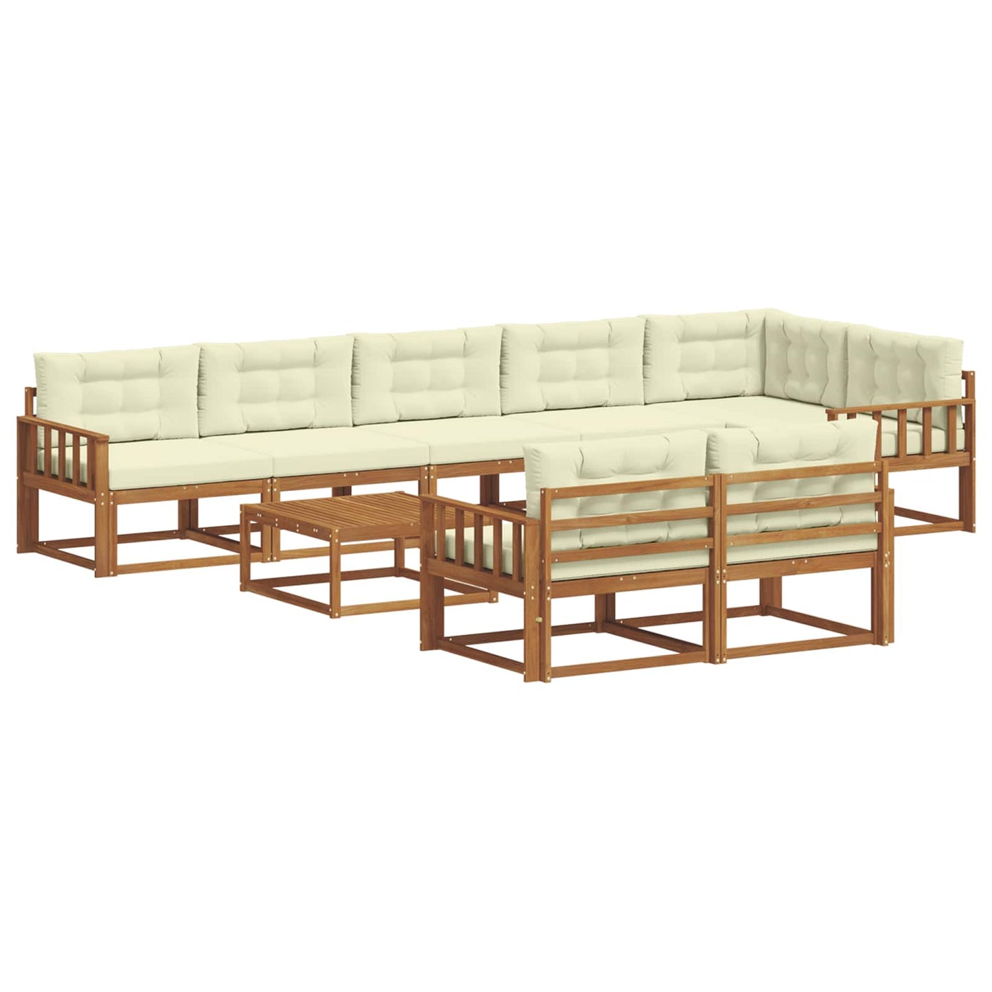 Outdoor-Sofagarnitur mit Kissen 9 pcs Natur und Creme