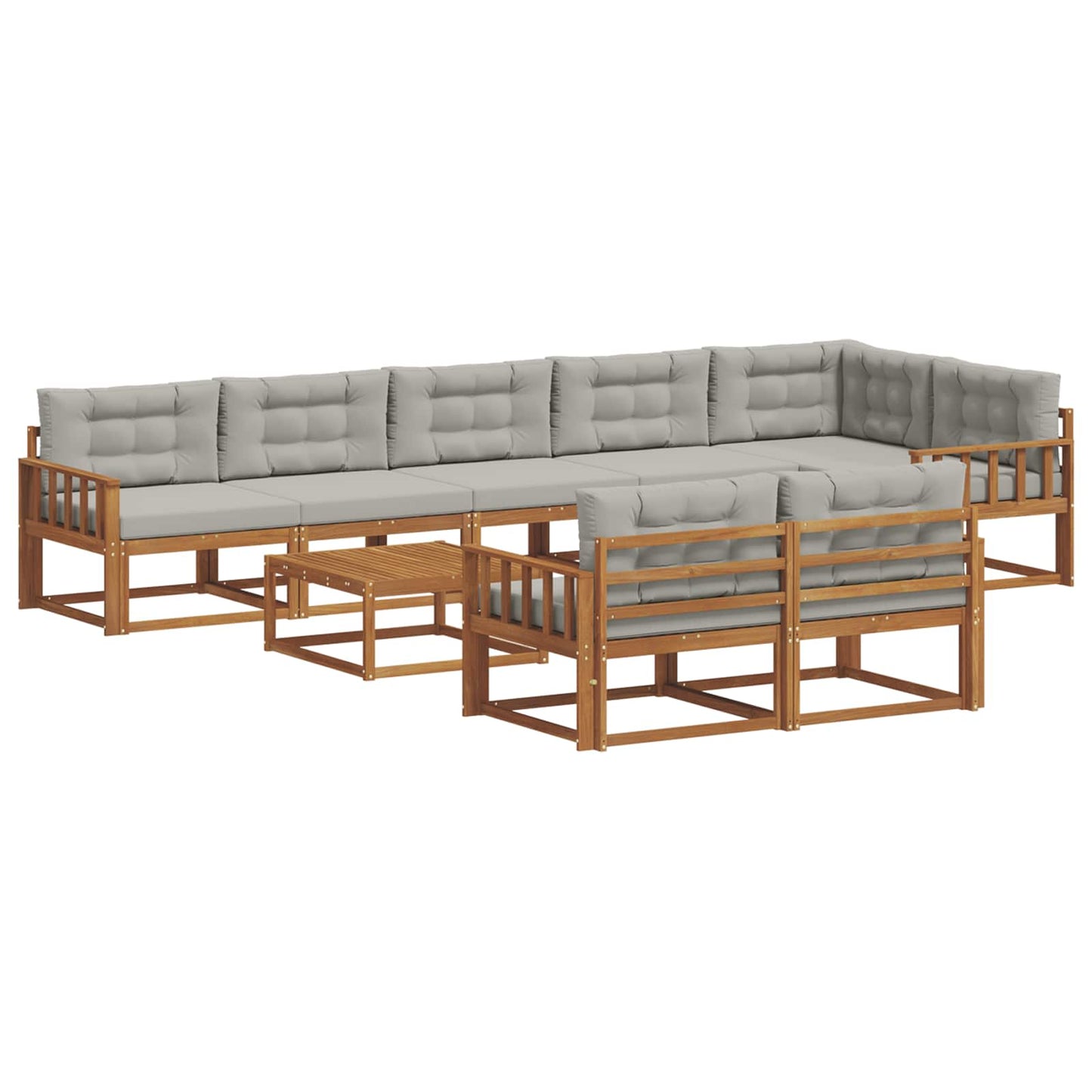 Outdoor-Sofagarnitur mit Kissen 9 pcs Natürlich und Hellgrau