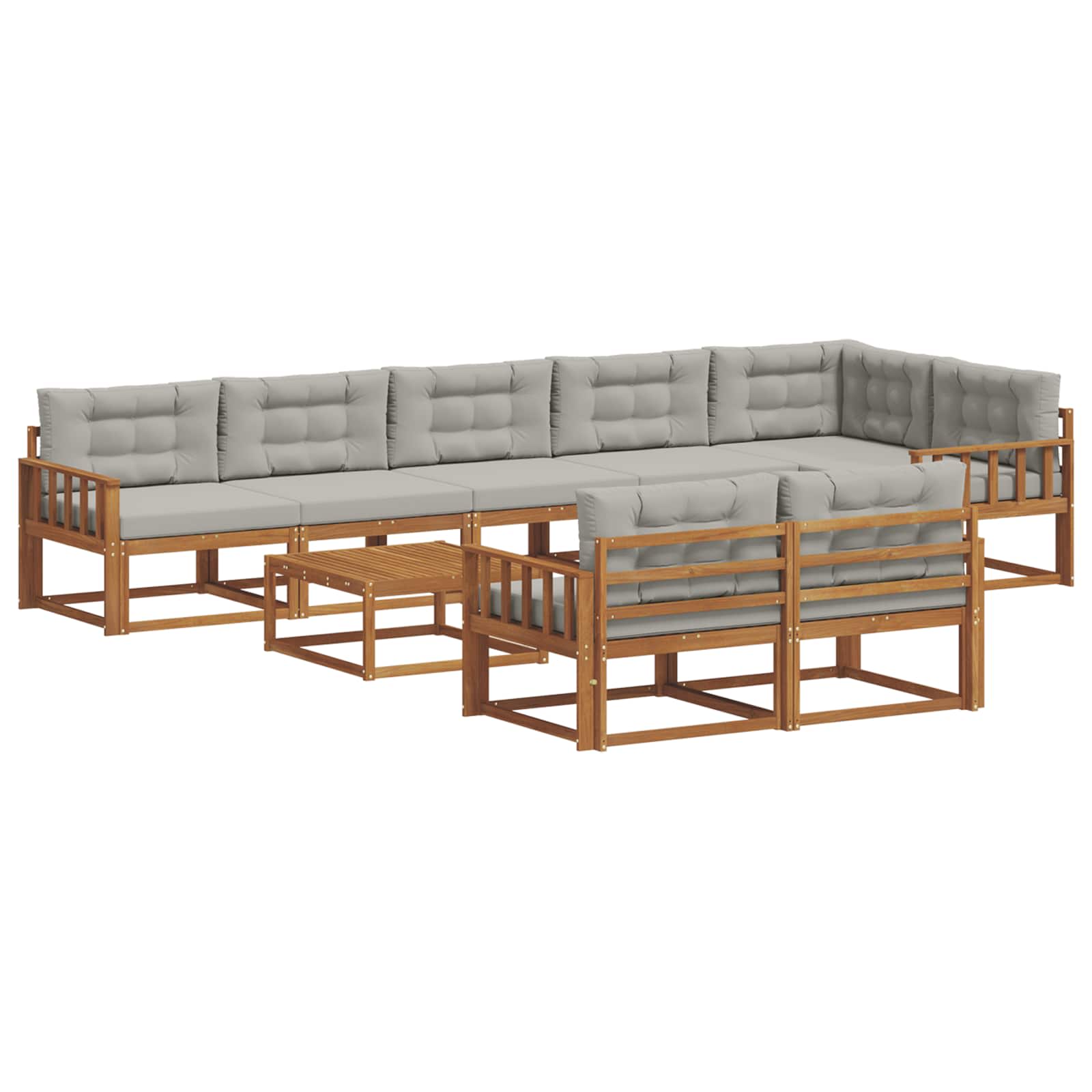 Outdoor-Sofagarnitur mit Kissen 9 pcs Natürlich und Hellgrau