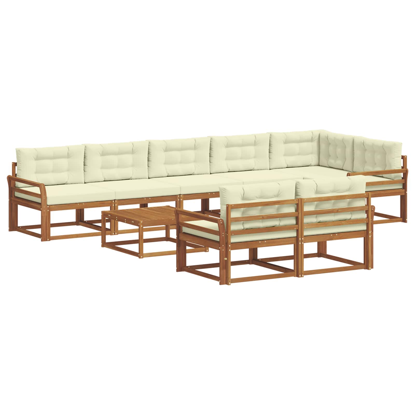 Outdoor-Sofagarnitur mit Kissen 9 pcs Natur und Creme