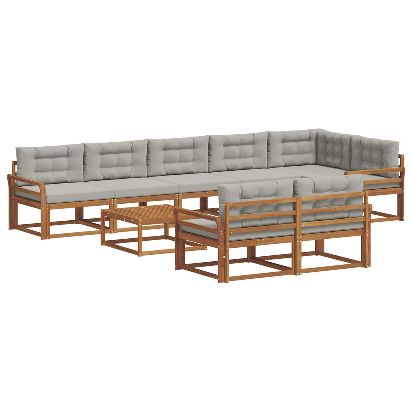 Outdoor-Sofagarnitur mit Kissen 9 pcs Natürlich und Hellgrau